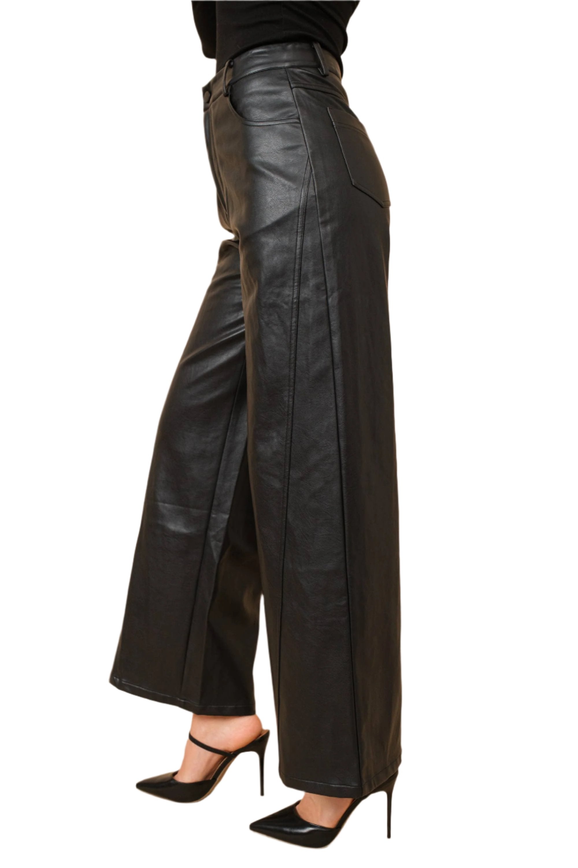 Electra Patent Natural Wide Leg Leather Pants