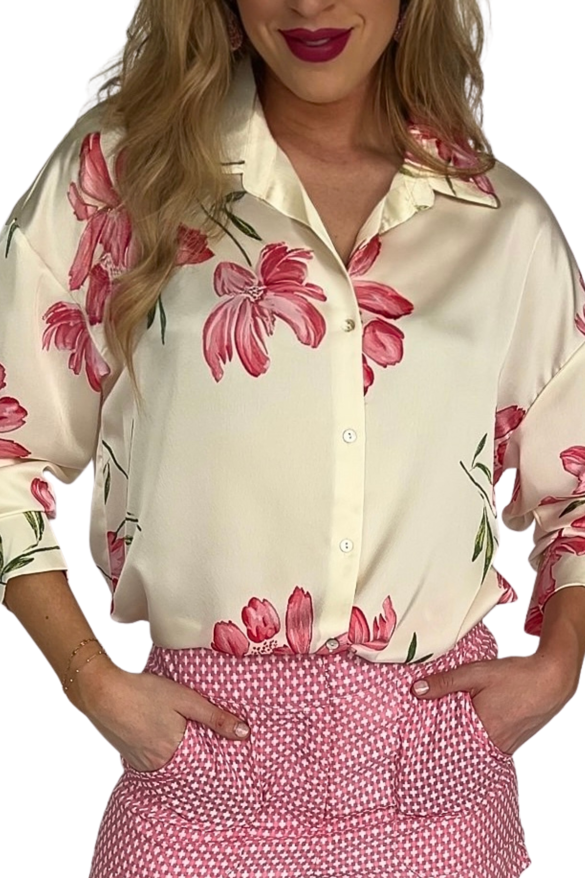 Isla Floral Print Satin Top