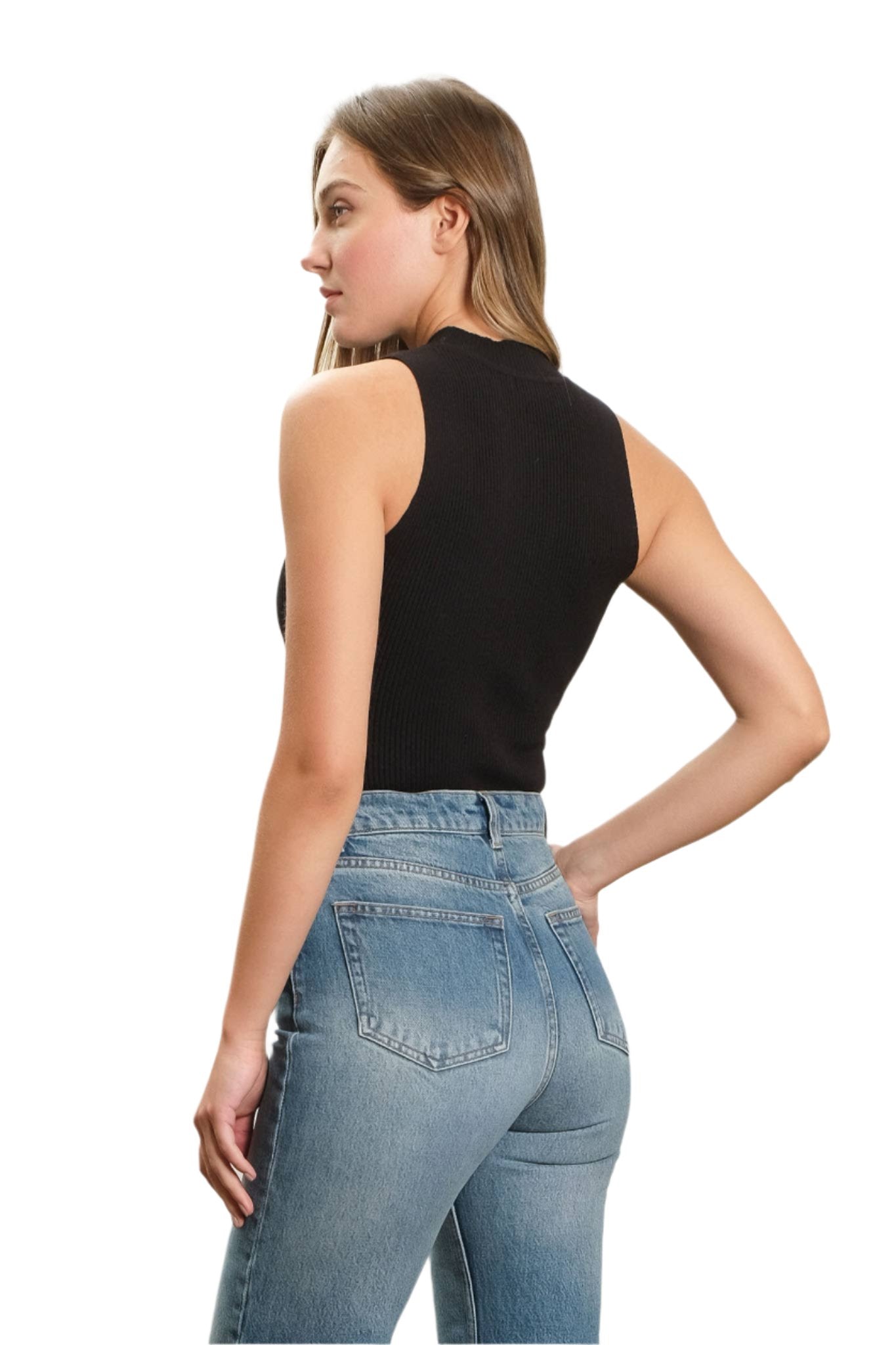 Crystal Mock Neck Knit Top