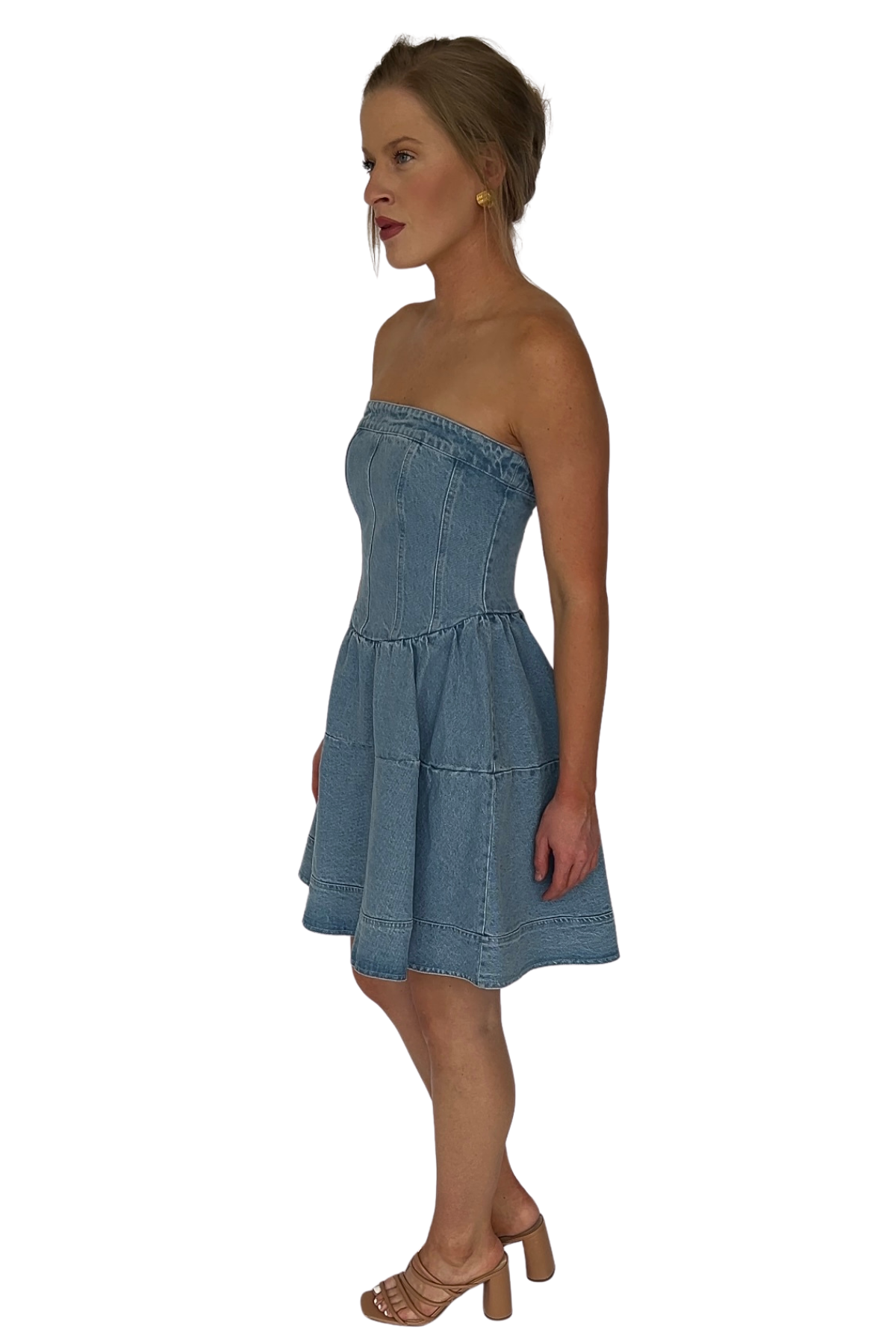 Morgan Fit and Flounce Denim Mini Dress