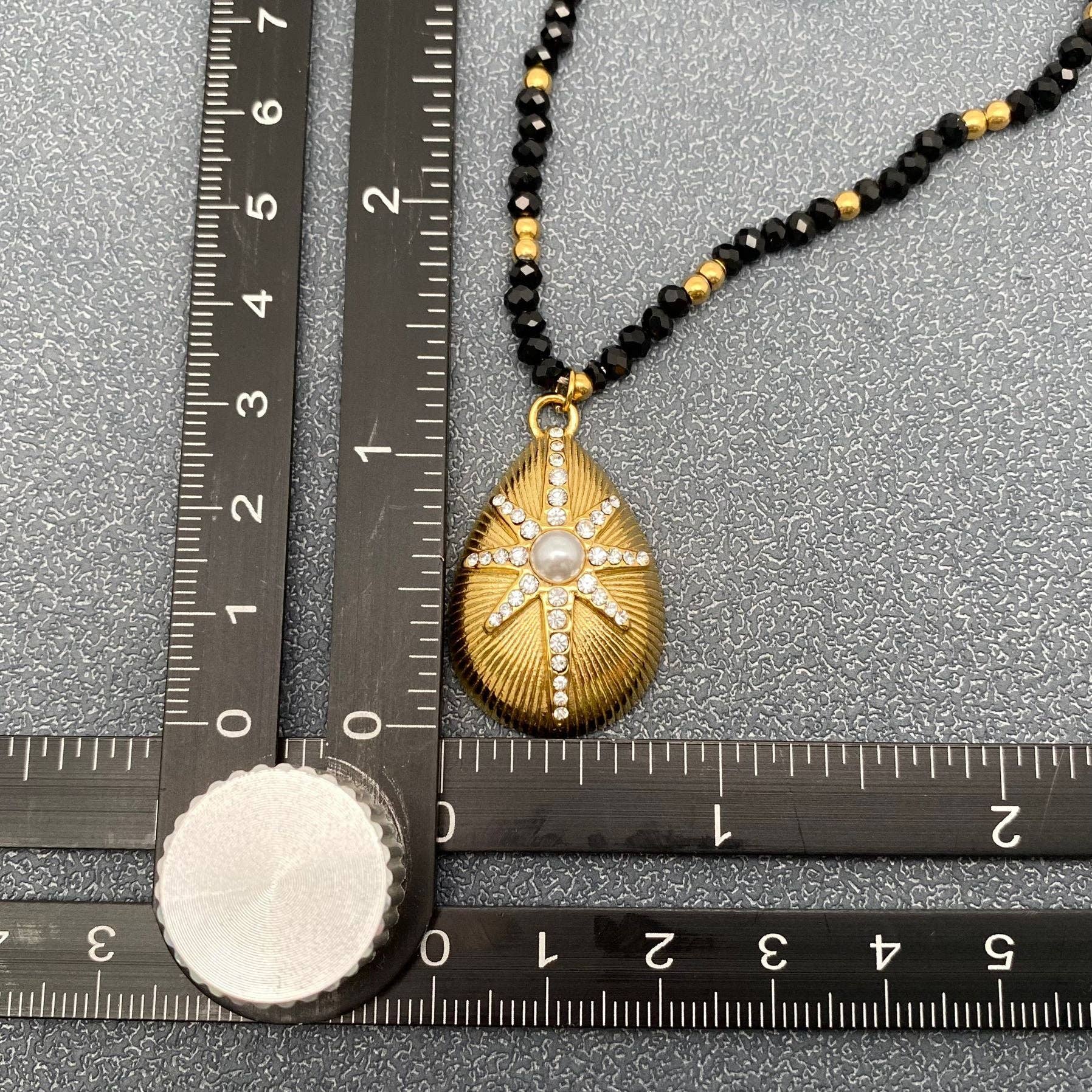 Golden Star Drop Charm Faceted Beads Necklace