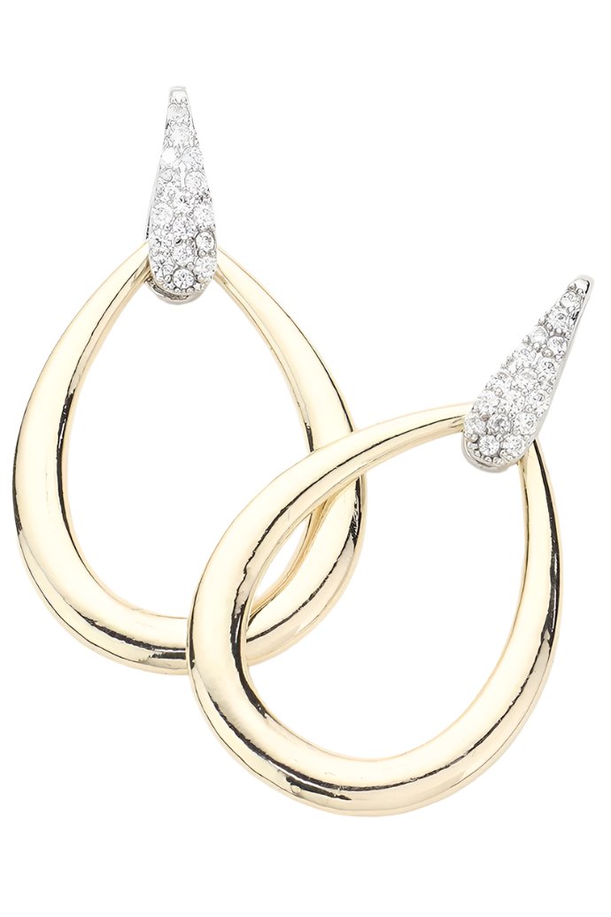 Stone Pave Teardrop Dangle Earring