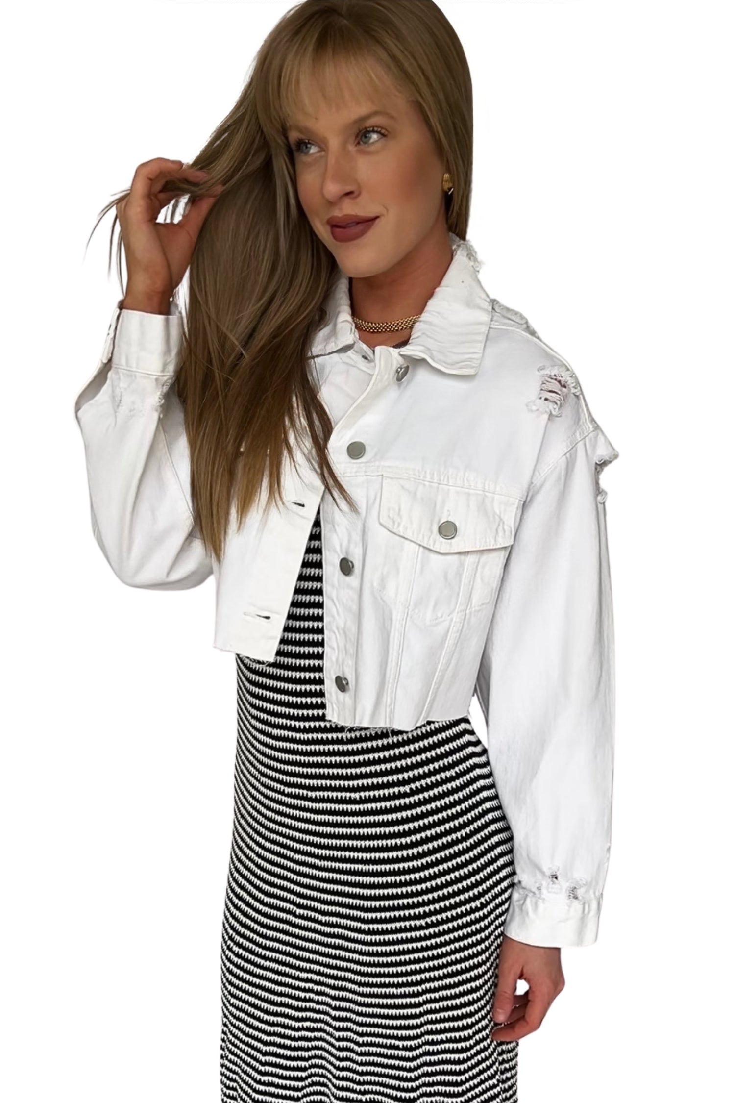 Alani Cropped Distressed Jacket