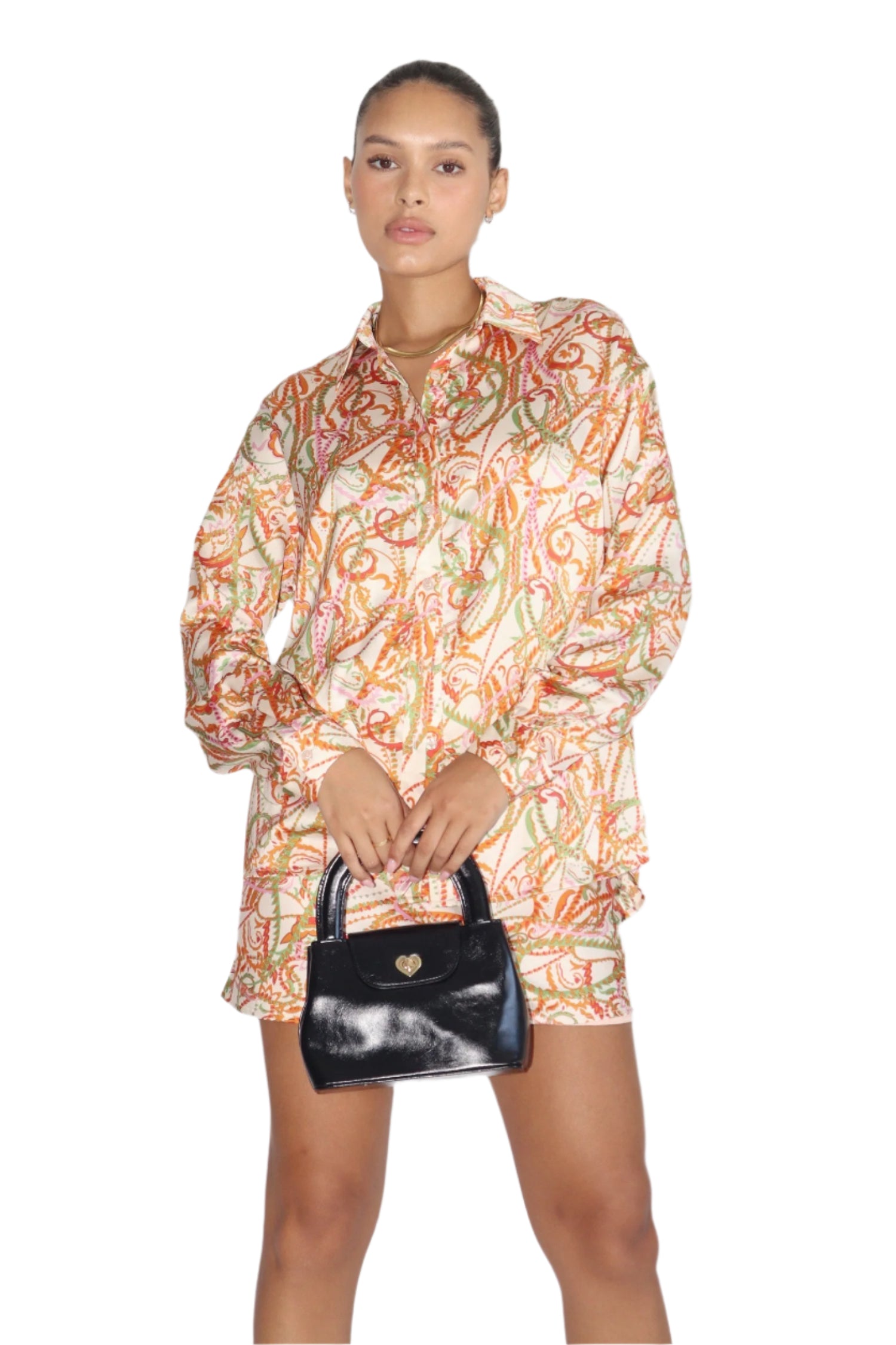 Savannah Abstract Printed Button Down Top