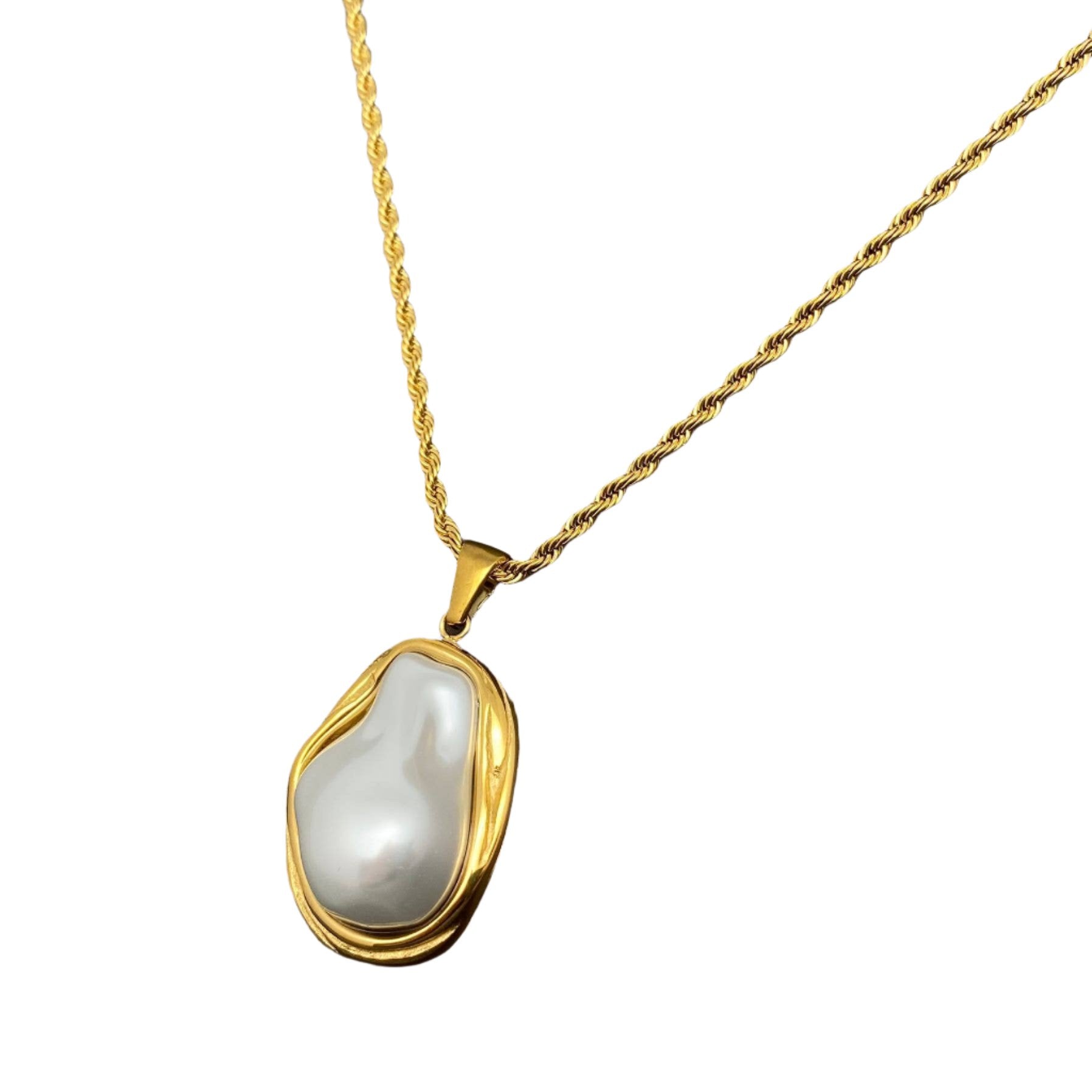 Baroque Pearl Gold Plated Twist Chain Necklace