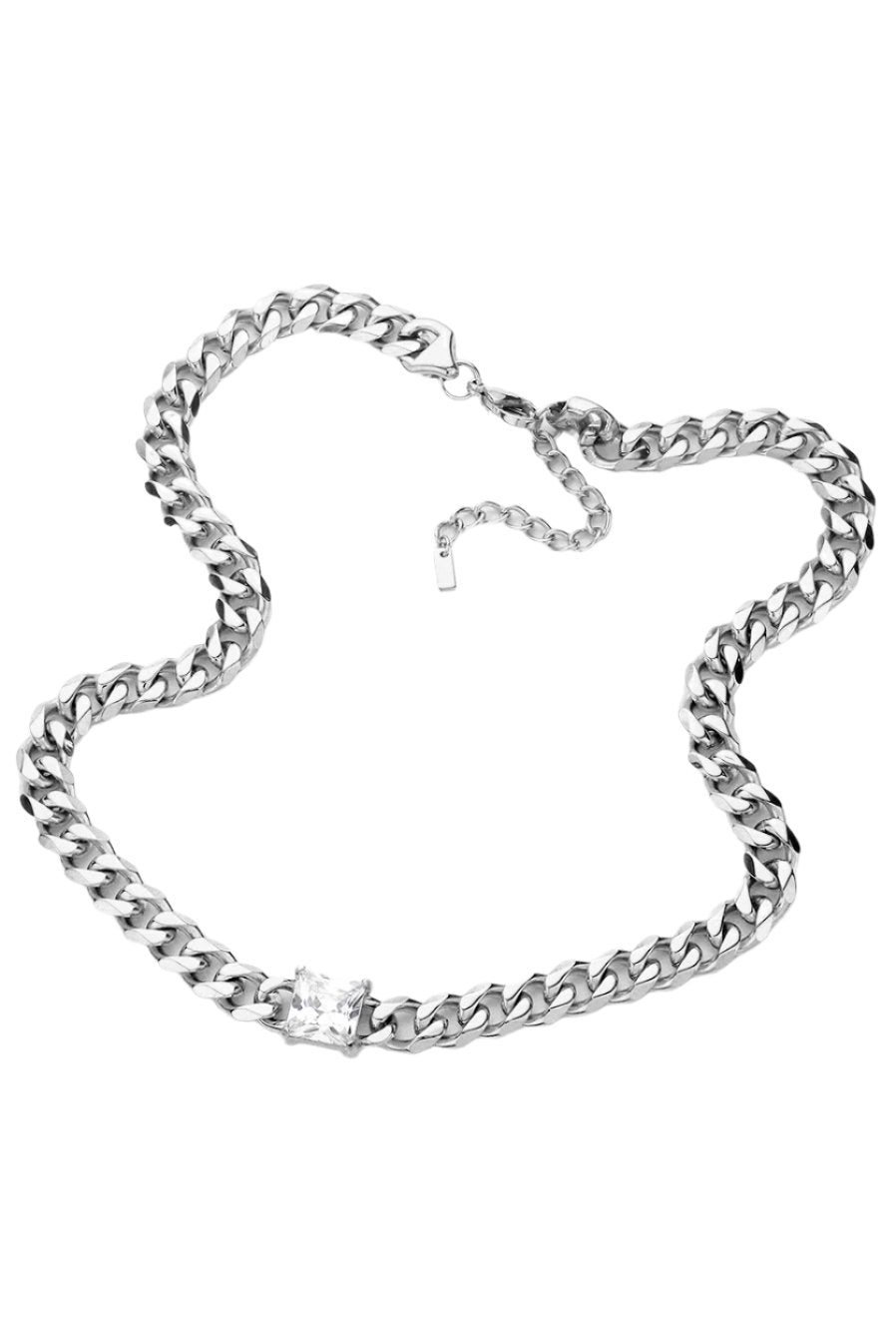 Round Stone Accented Chain Necklace