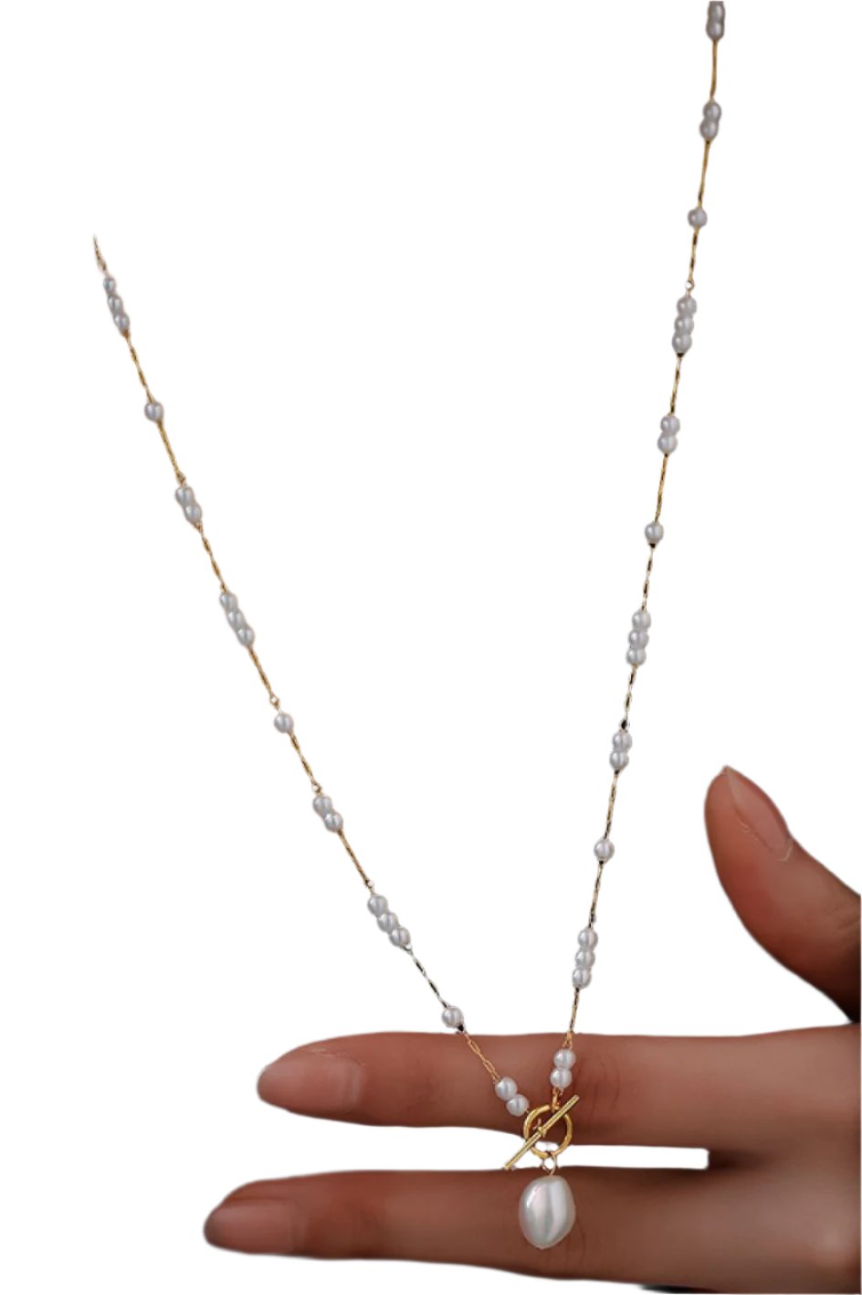 Long Pearl Pendant Necklace