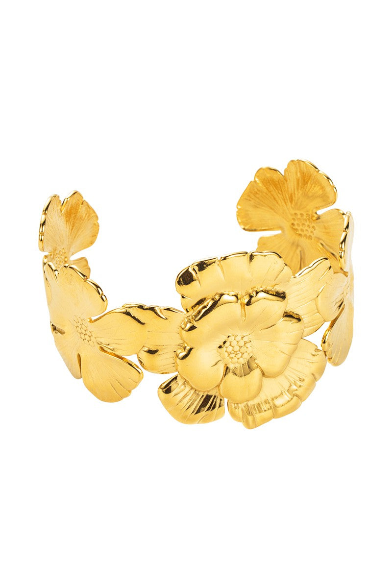 Textured Floral Cuff Bracelet