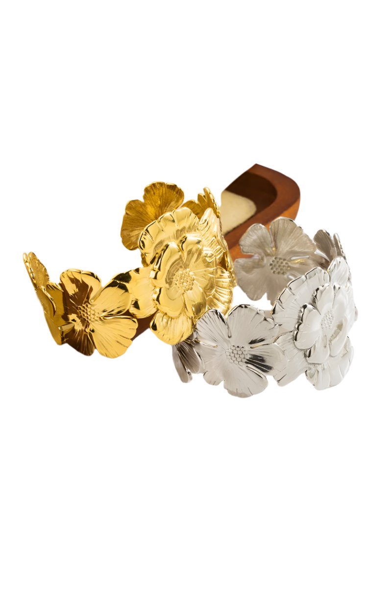 Textured Floral Cuff Bracelet
