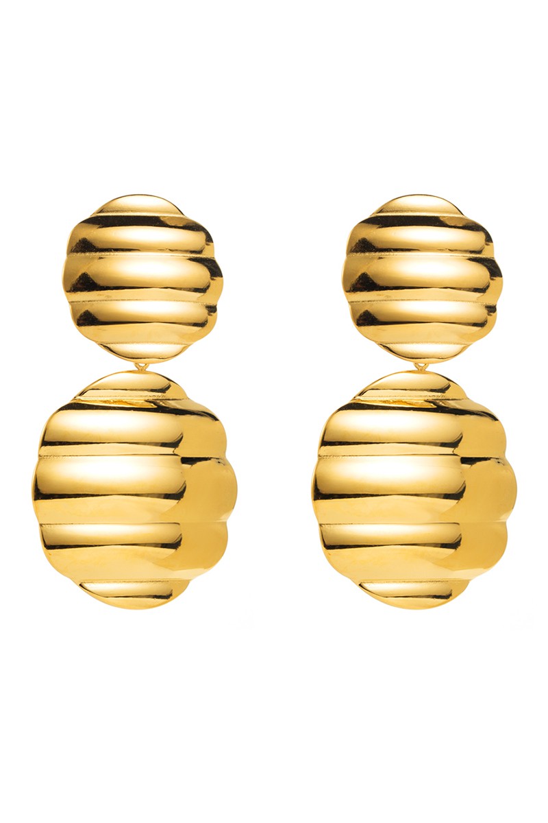 Striped Oval Drop Earring