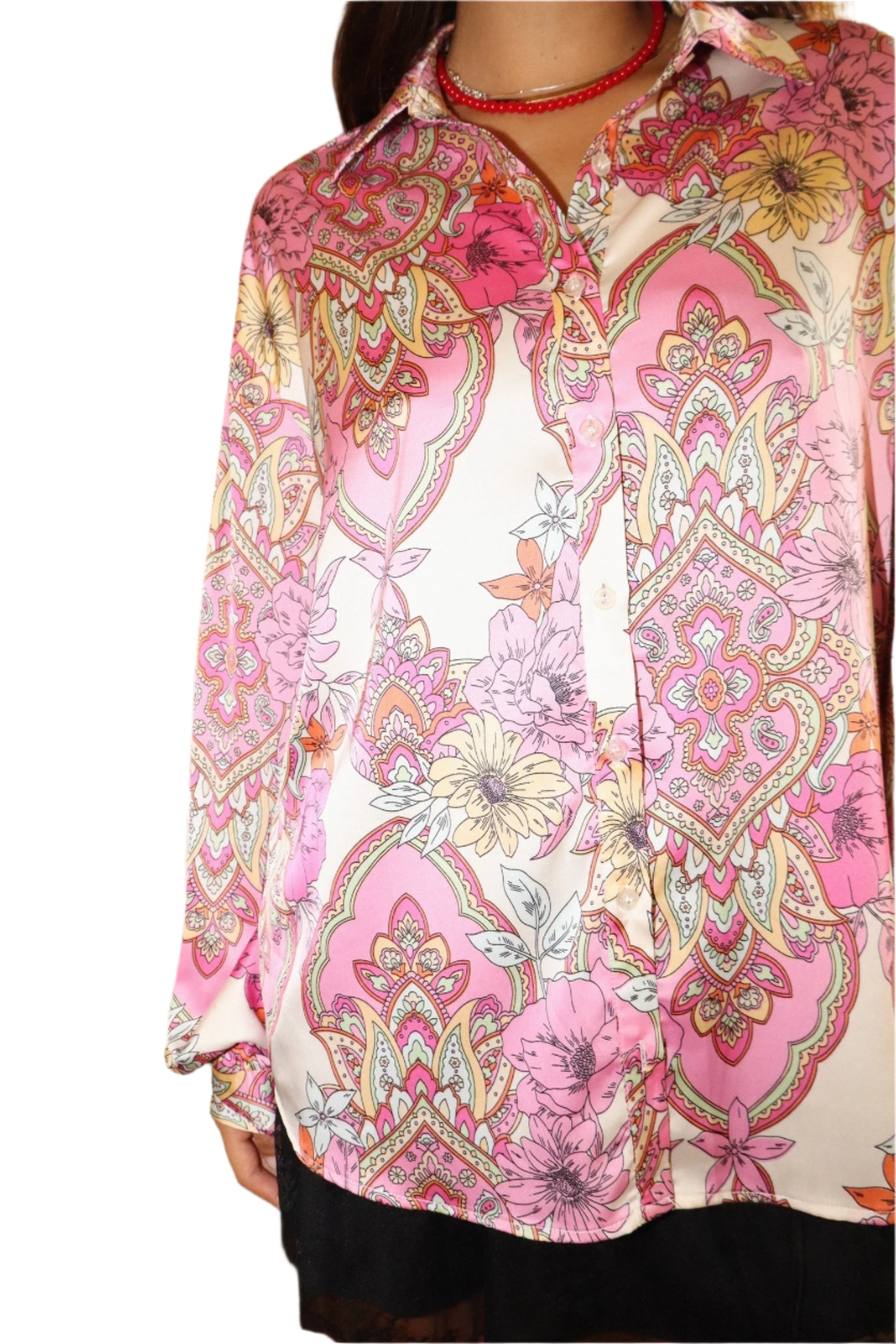 Ellie Paisley Print Button Down Blouse