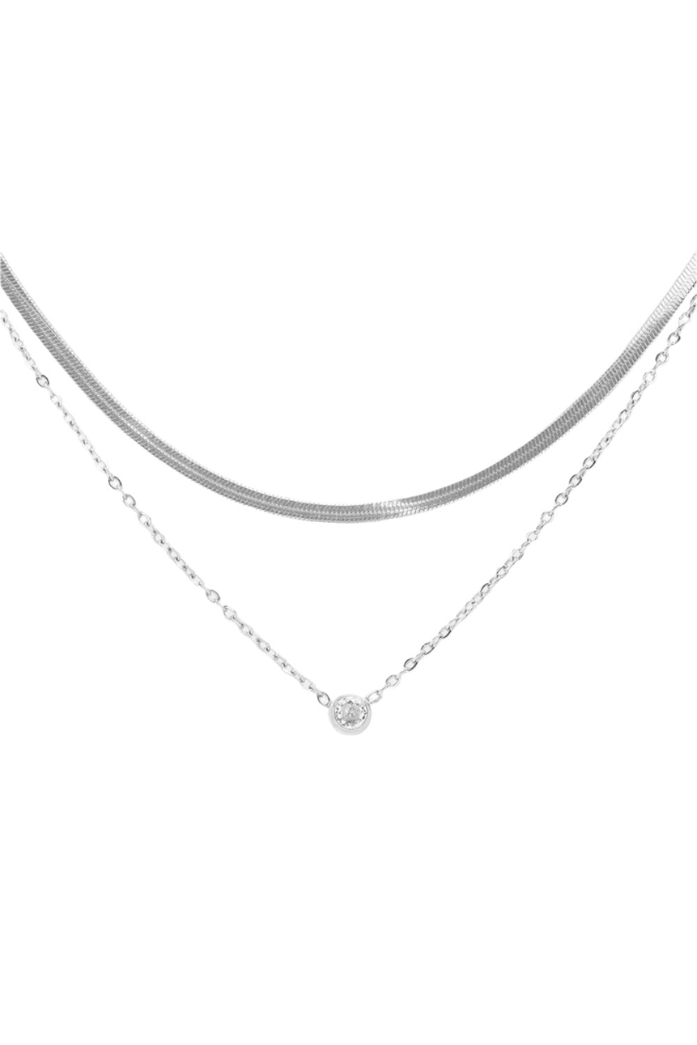 Bezel Snake Chain Layered Necklace