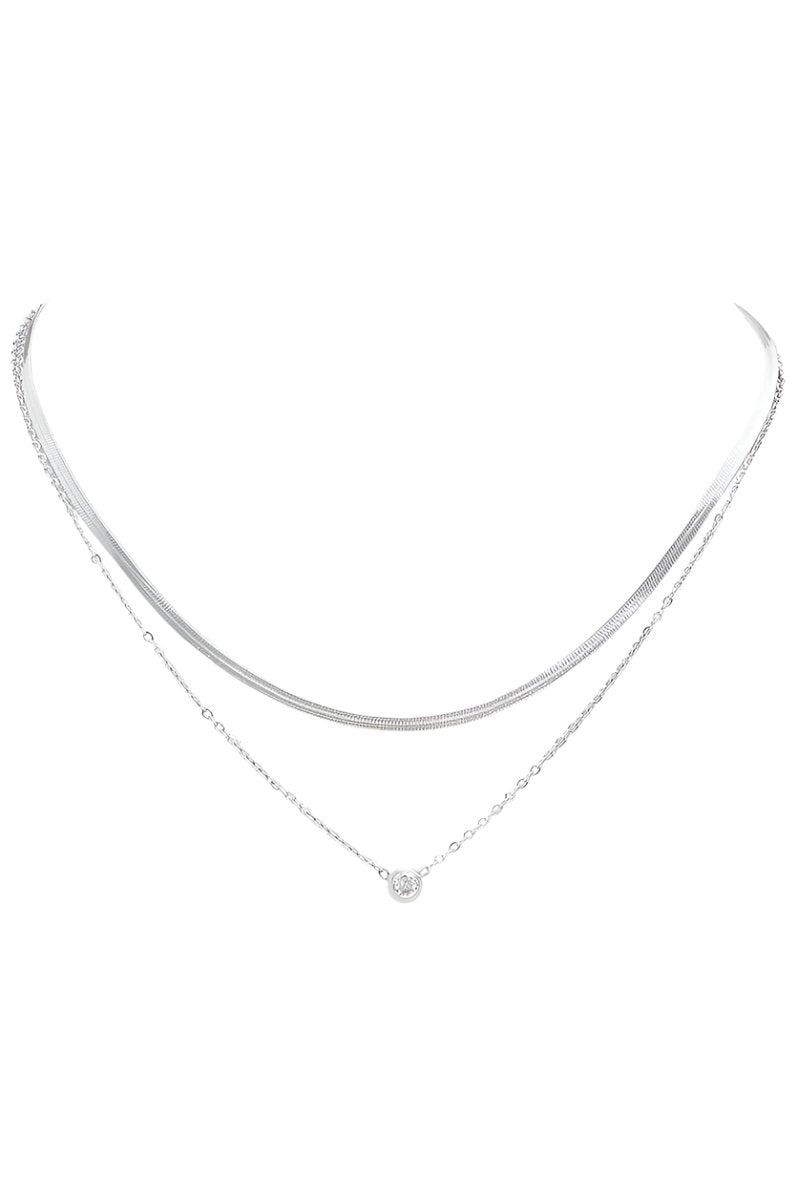Bezel Snake Chain Layered Necklace
