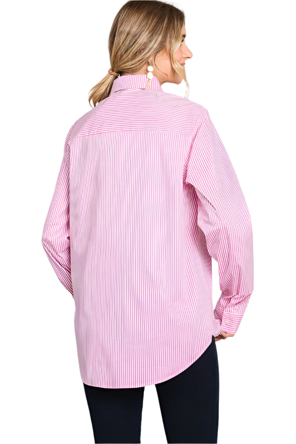 Cassidy Oversized Stripe Button Down Top
