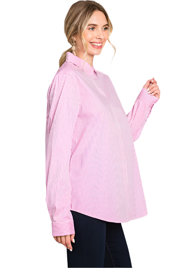 Cassidy Oversized Stripe Button Down Top
