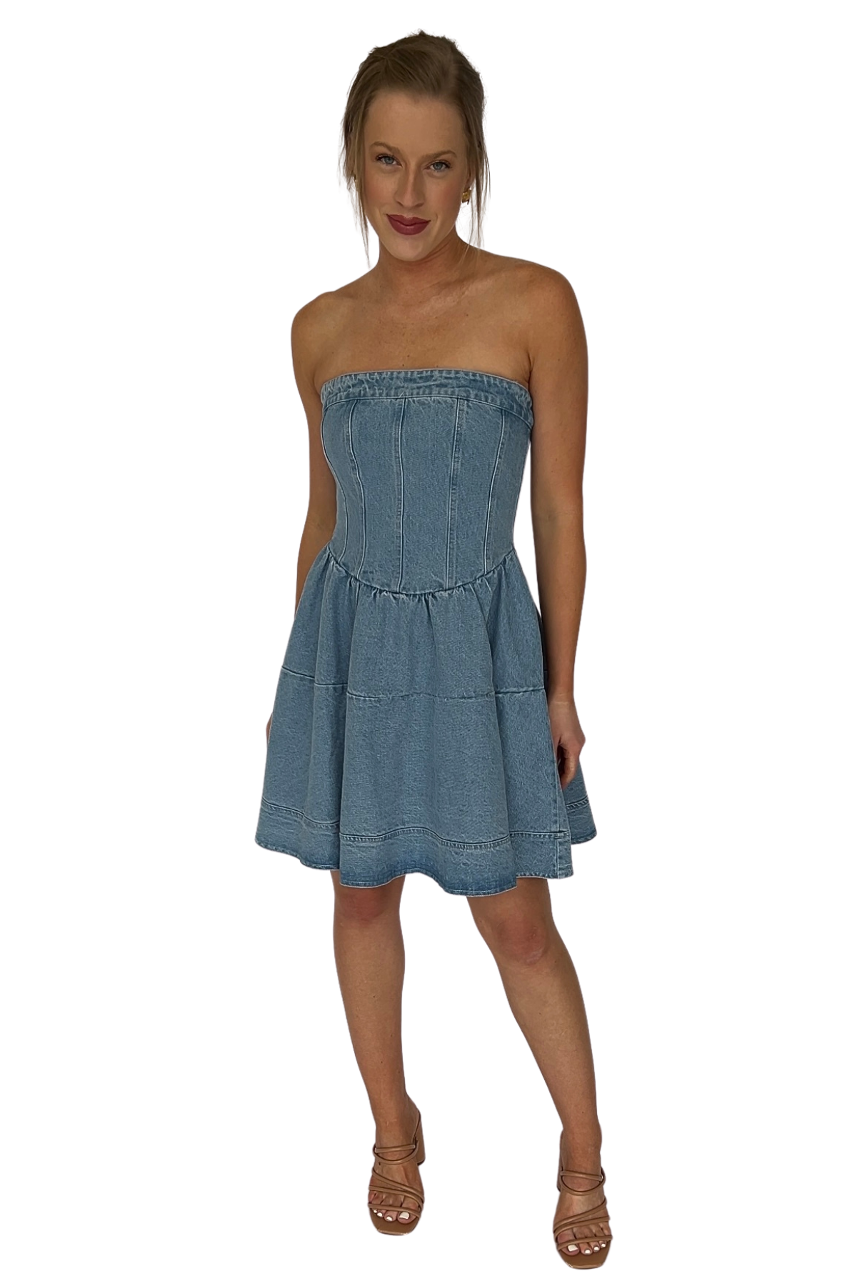 Morgan Fit and Flounce Denim Mini Dress