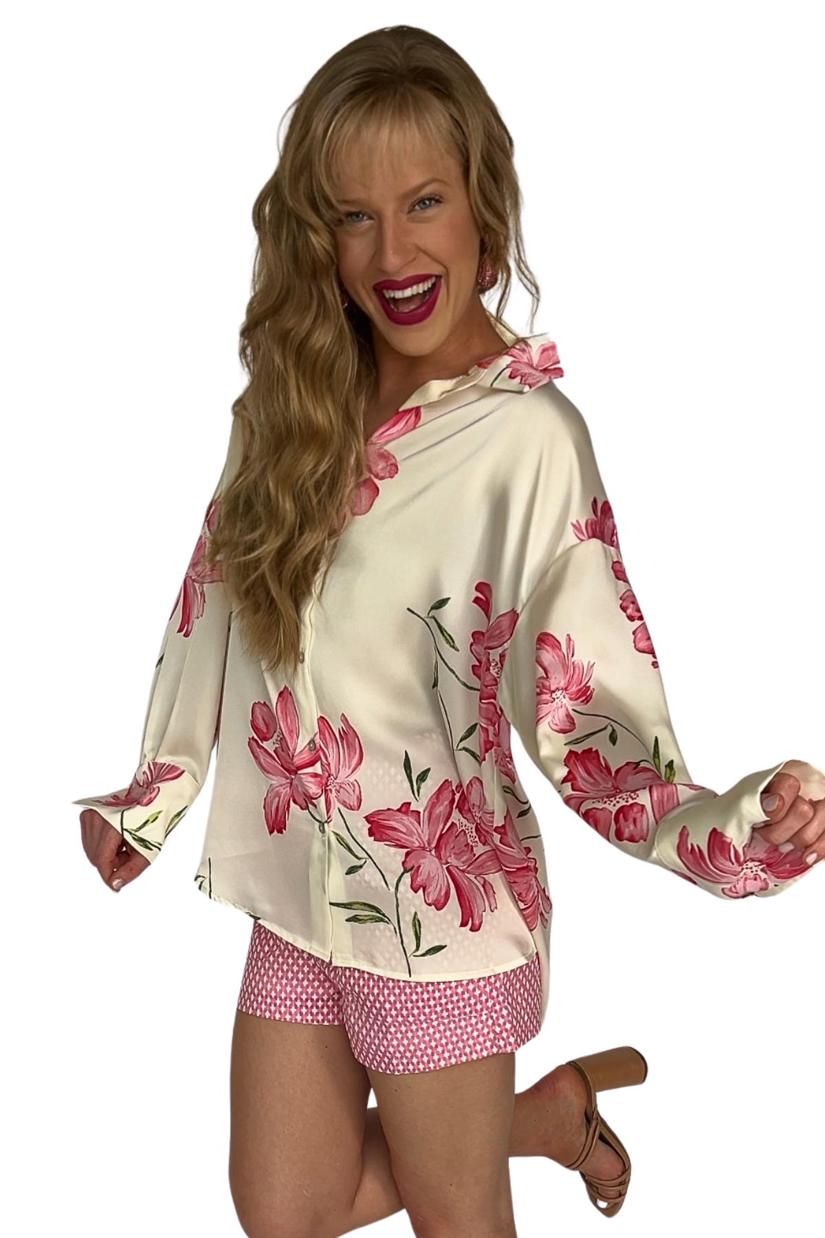 Isla Floral Print Satin Top