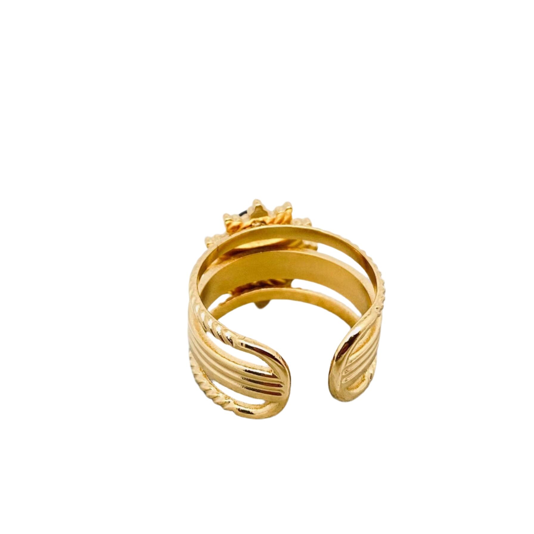 Adjustable Obsidian Ring