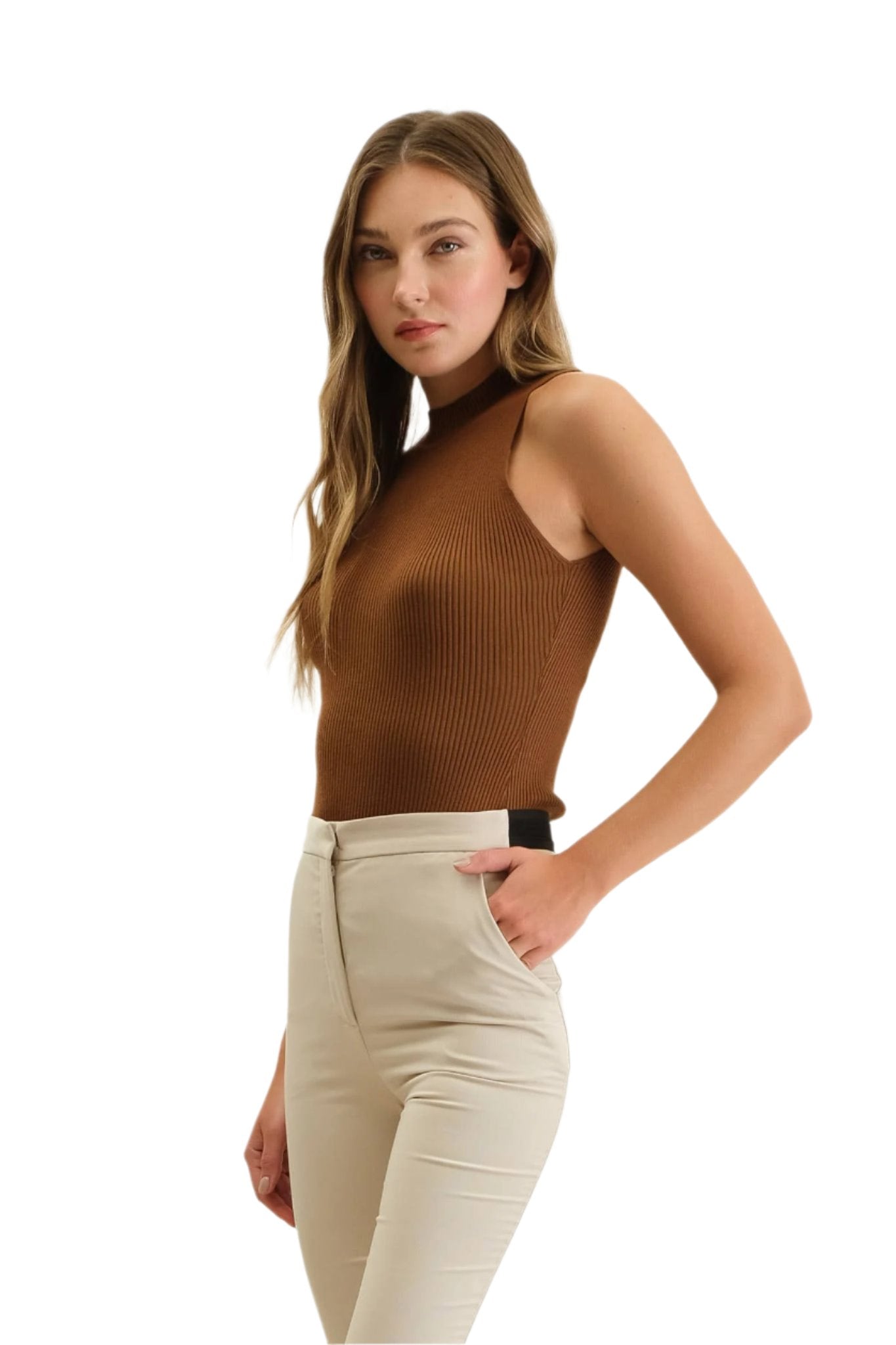 Crystal Mock Neck Knit Top