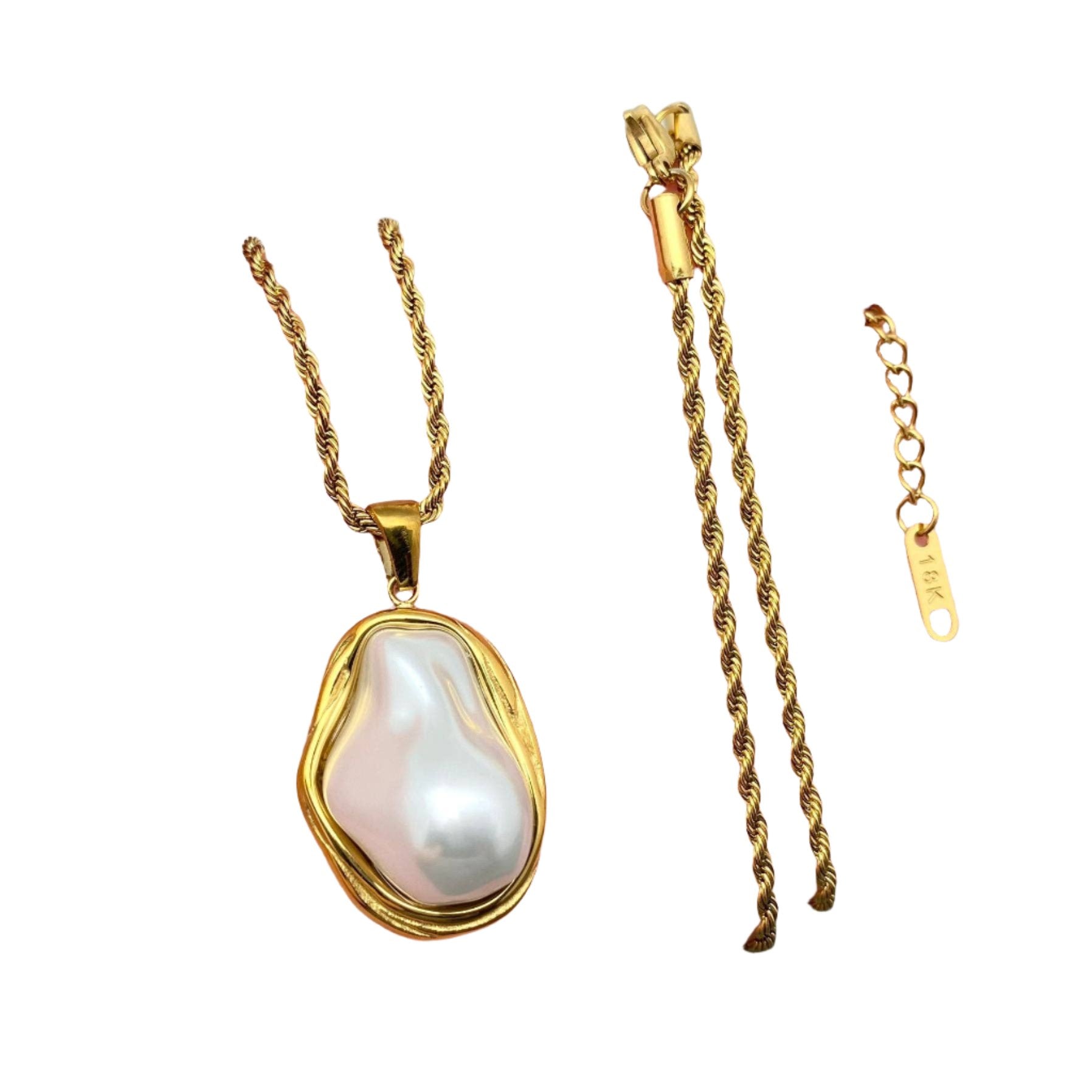 Baroque Pearl Gold Plated Twist Chain Necklace