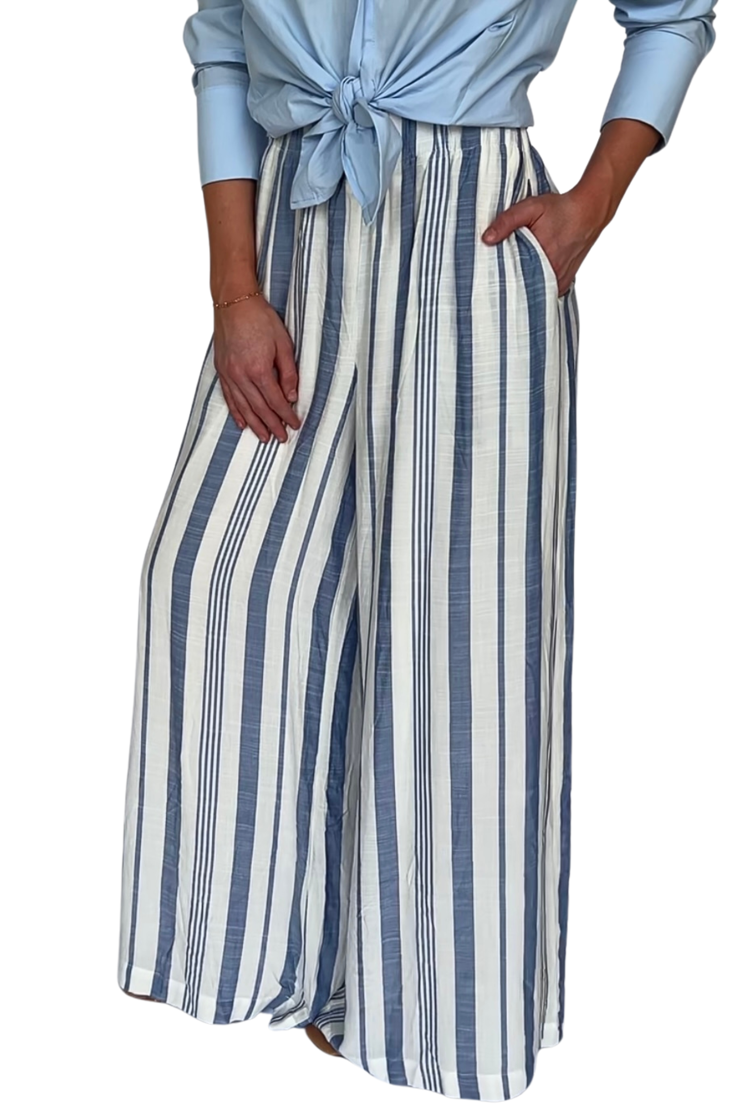 Lana Blue Stripe Straight Leg Pants