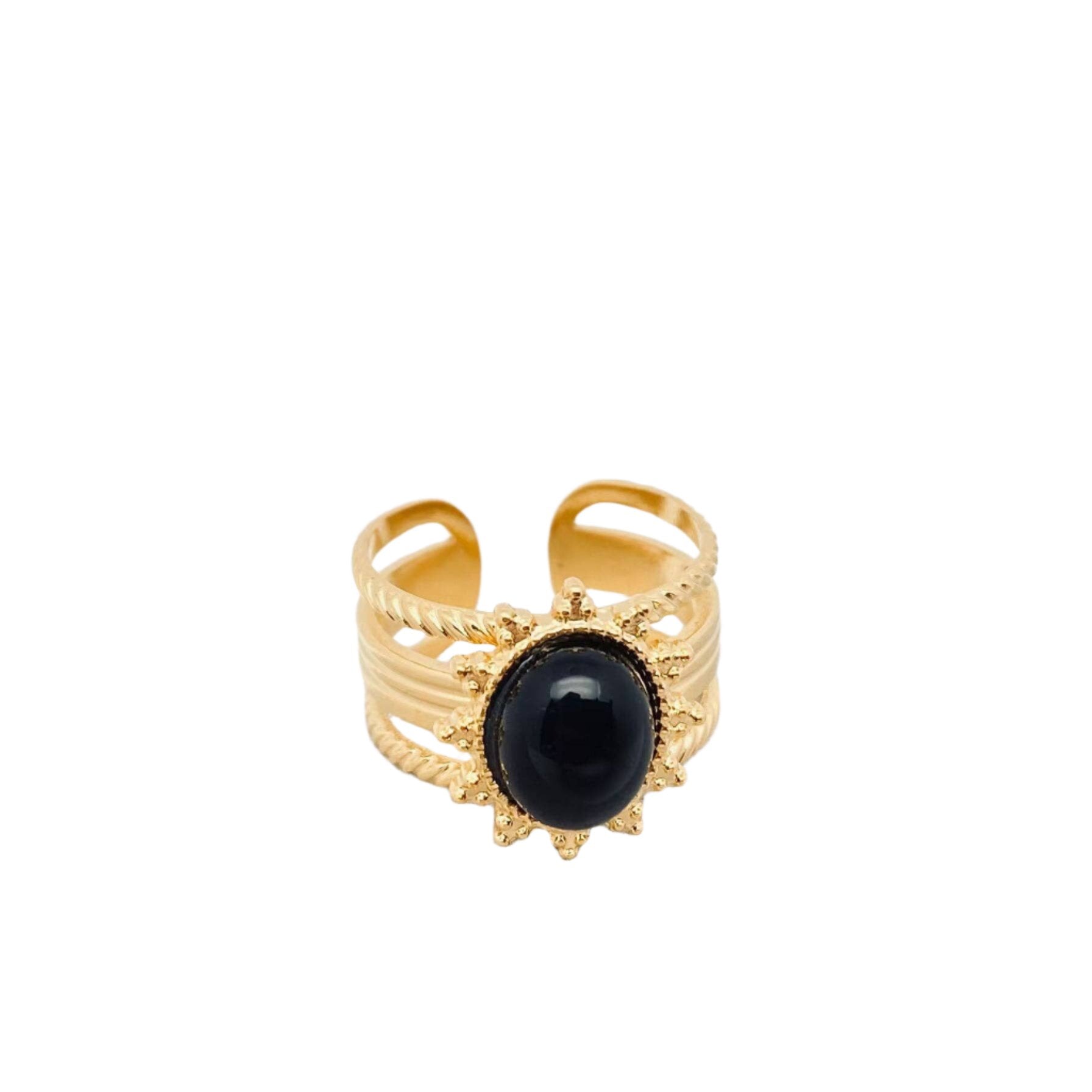 Adjustable Obsidian Ring