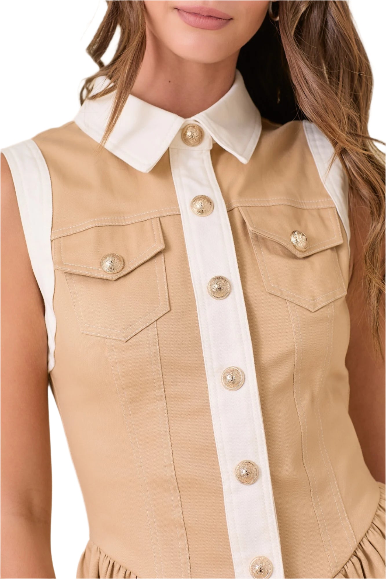 Monroe Drop Waist Button Down Denim Mini Dress