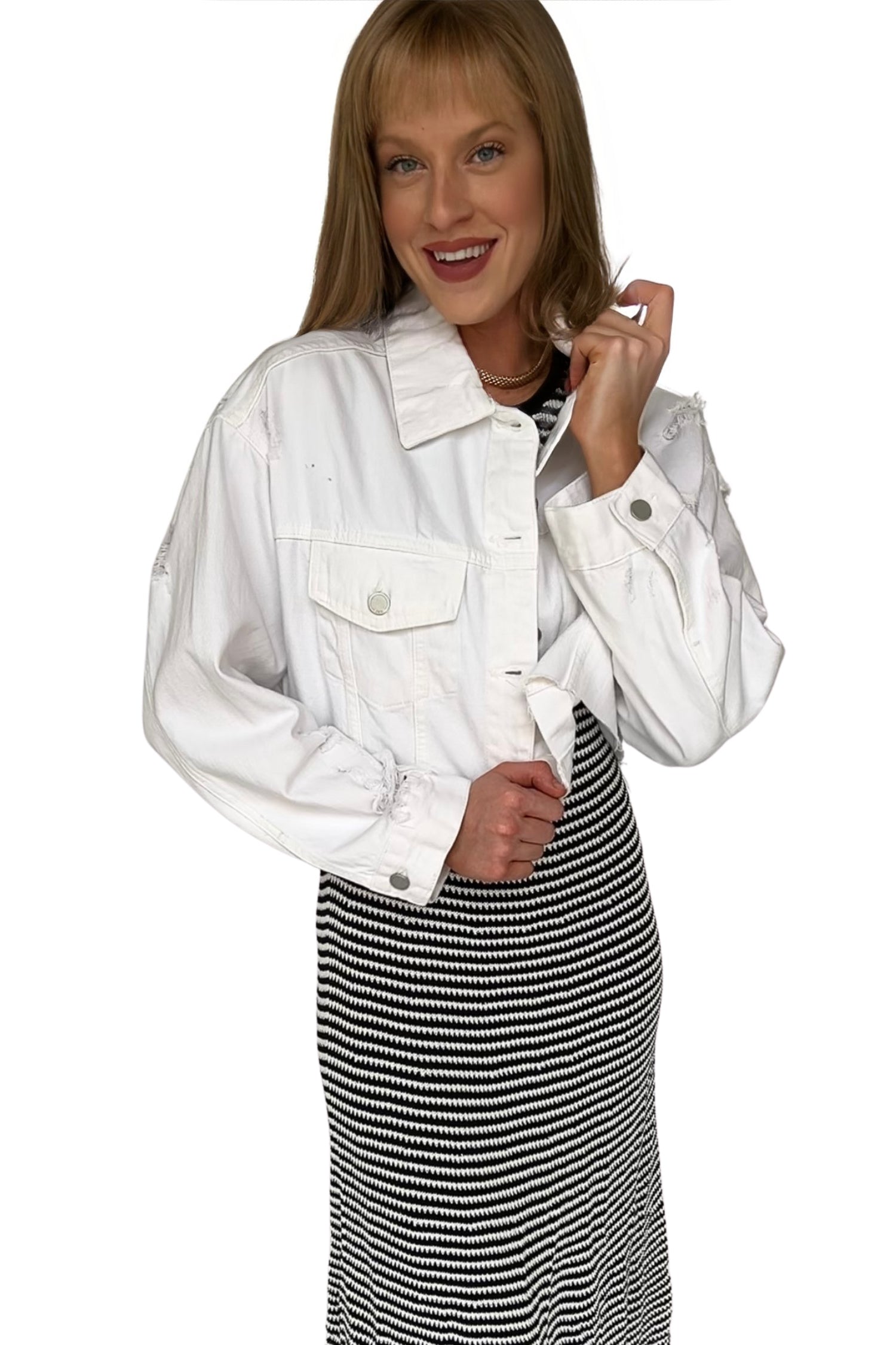 Alani Cropped Distressed Jacket