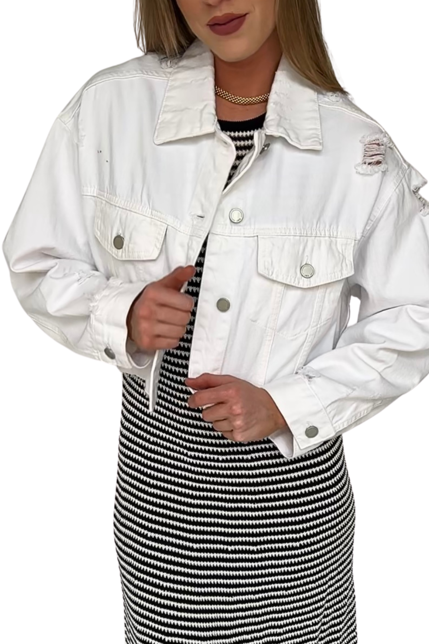 Alani Cropped Distressed Jacket