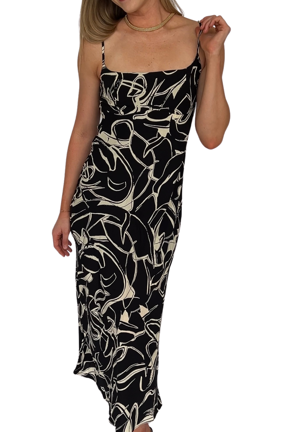 Aurelia Abstract Printed Backless Midi Dress