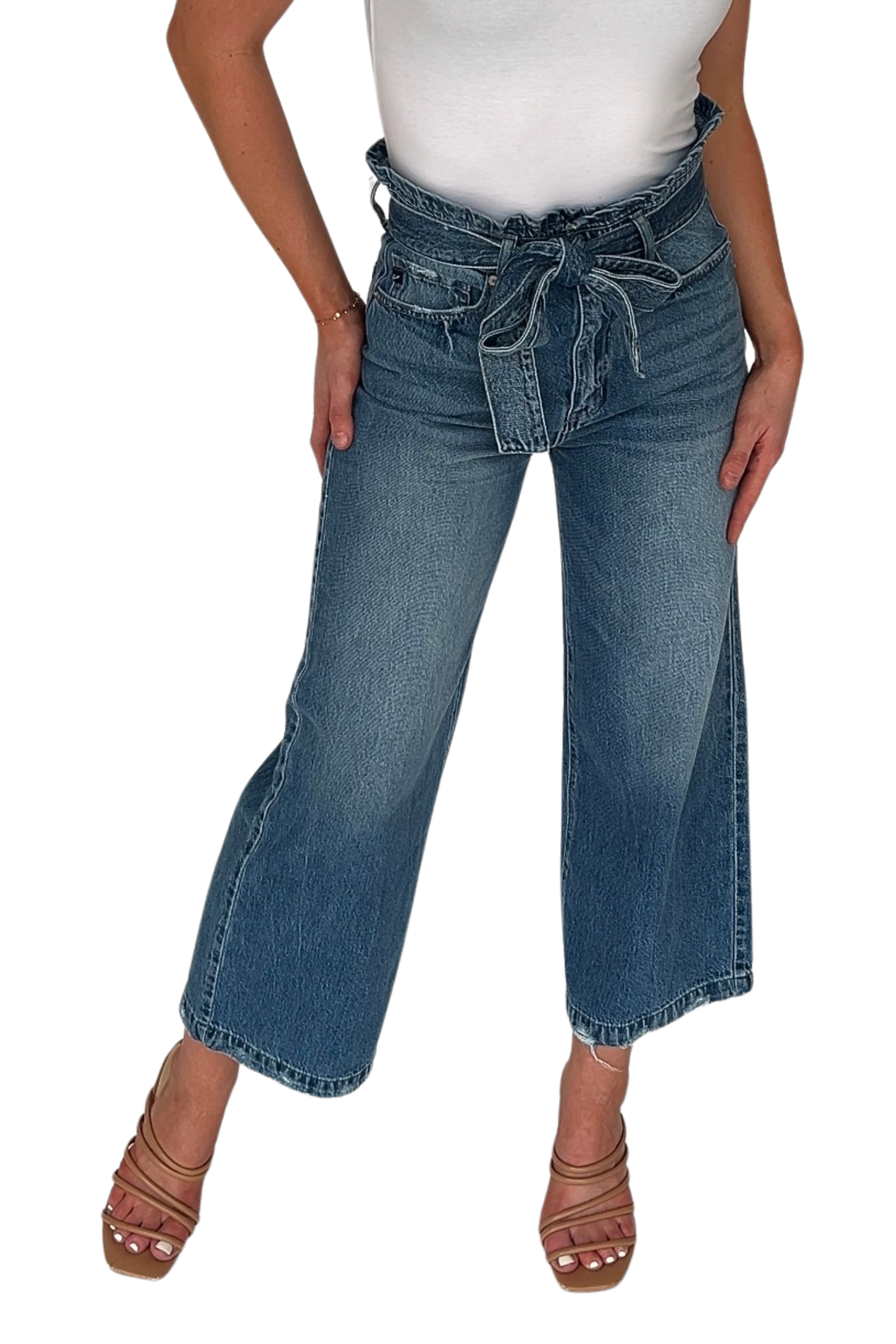 Cleo Cropped Tie Front Jeans