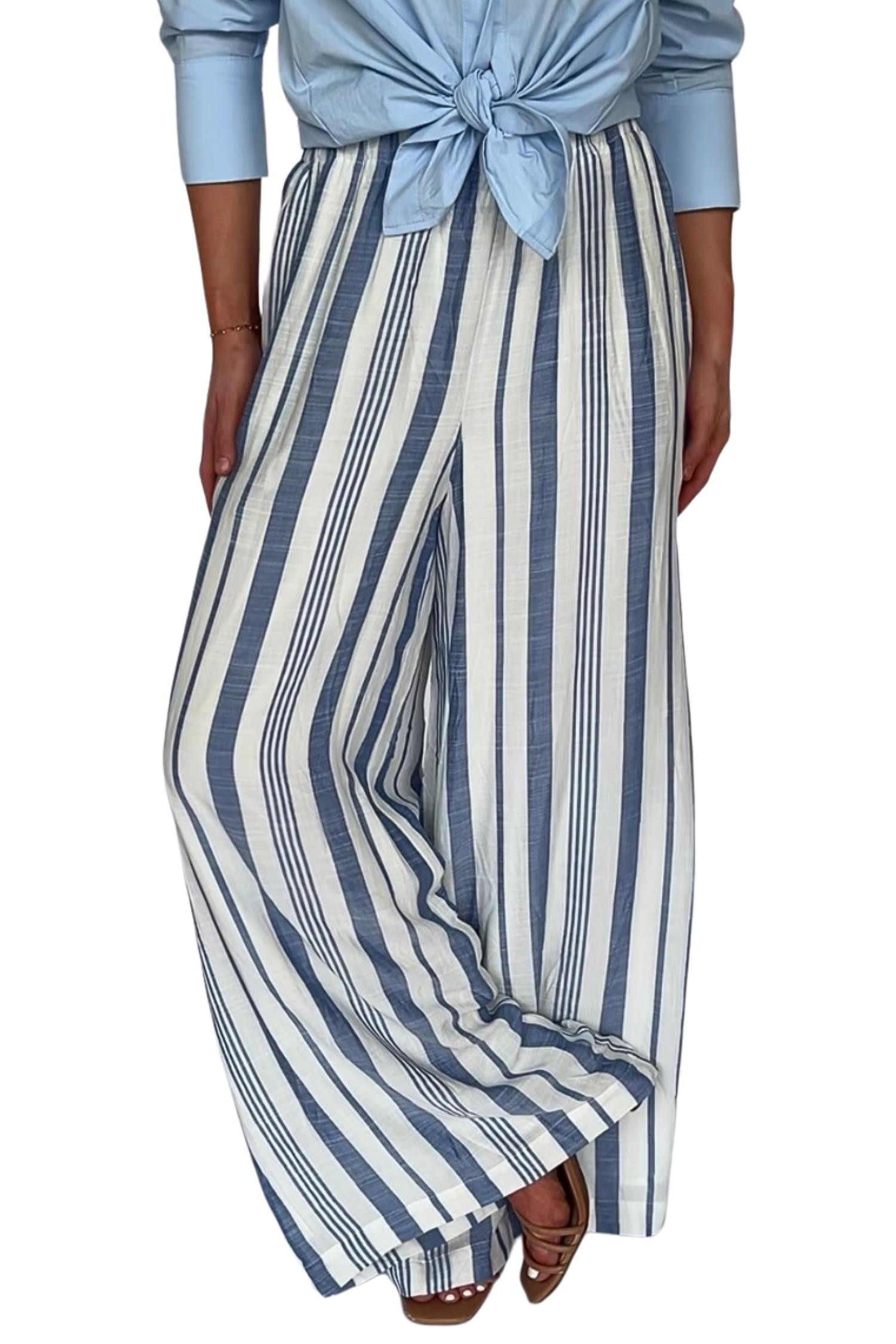 Lana Blue Stripe Straight Leg Pants