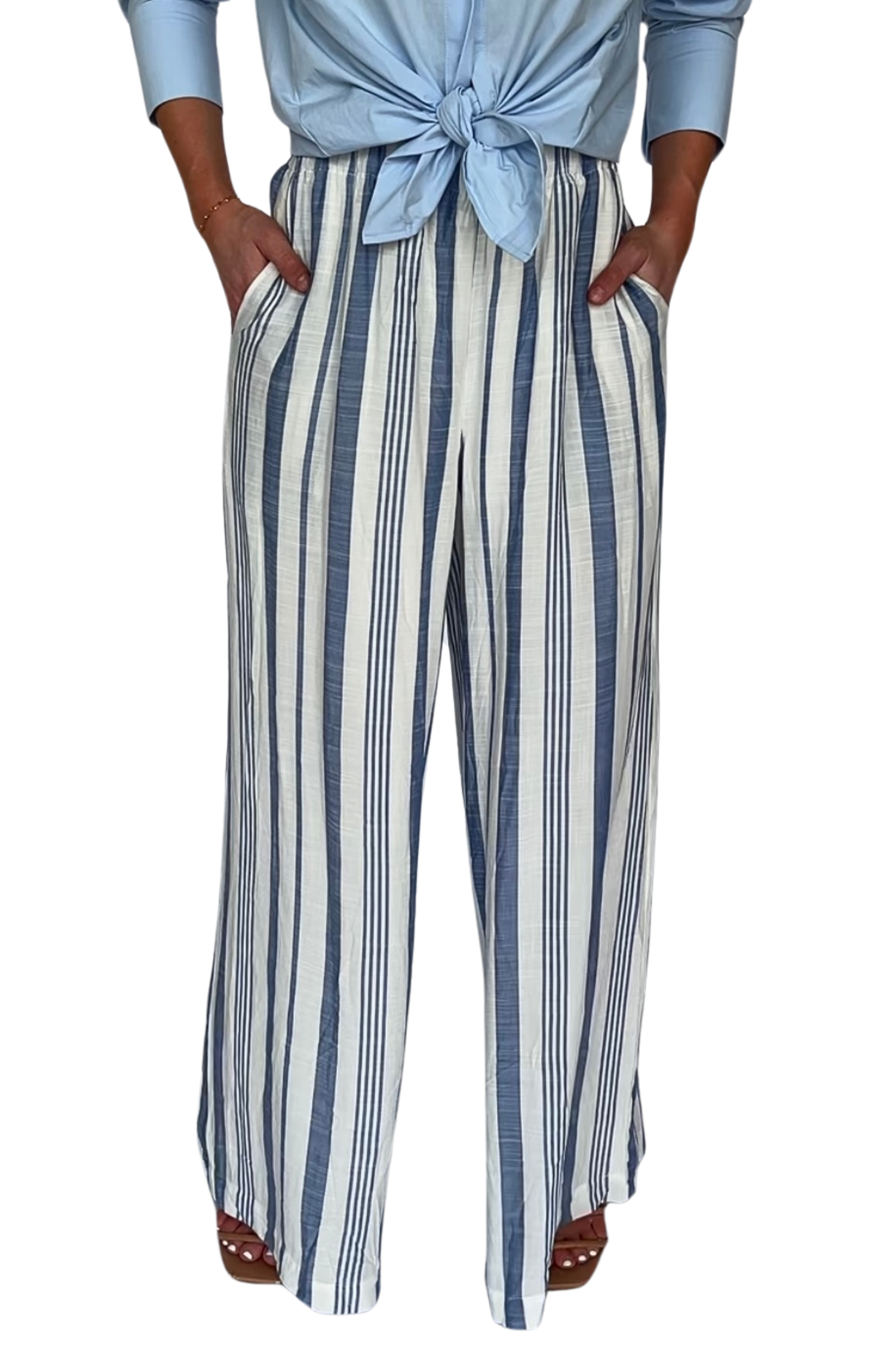 Lana Blue Stripe Straight Leg Pants