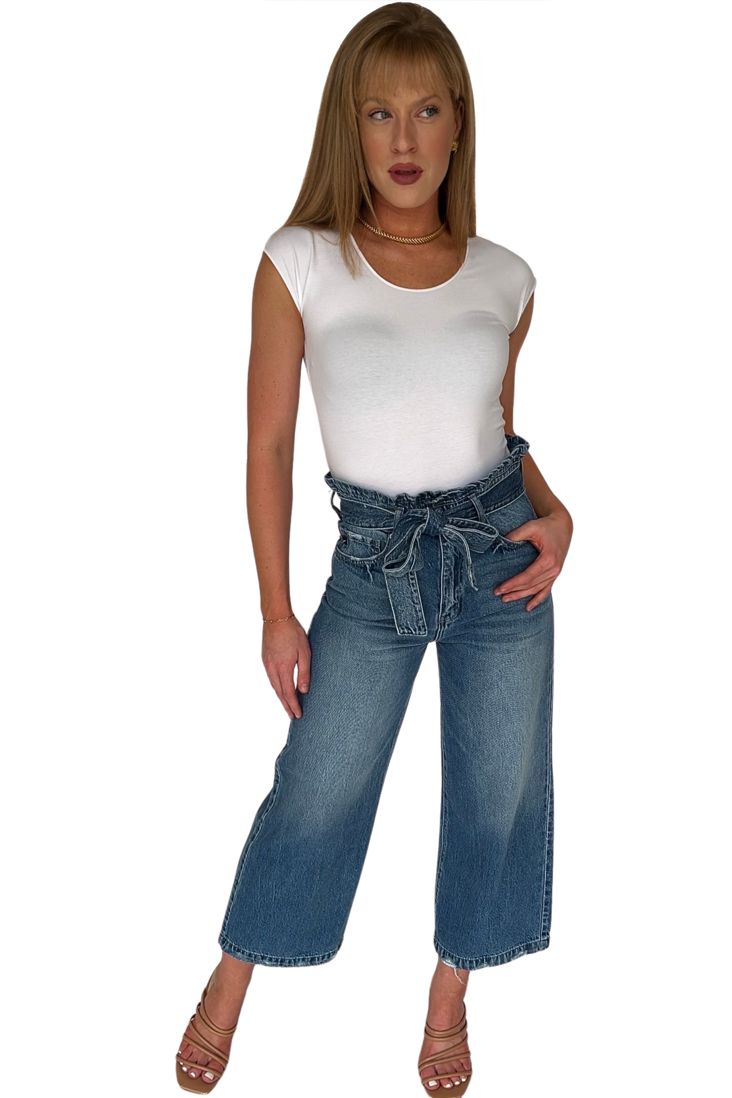 Cleo Cropped Tie Front Jeans