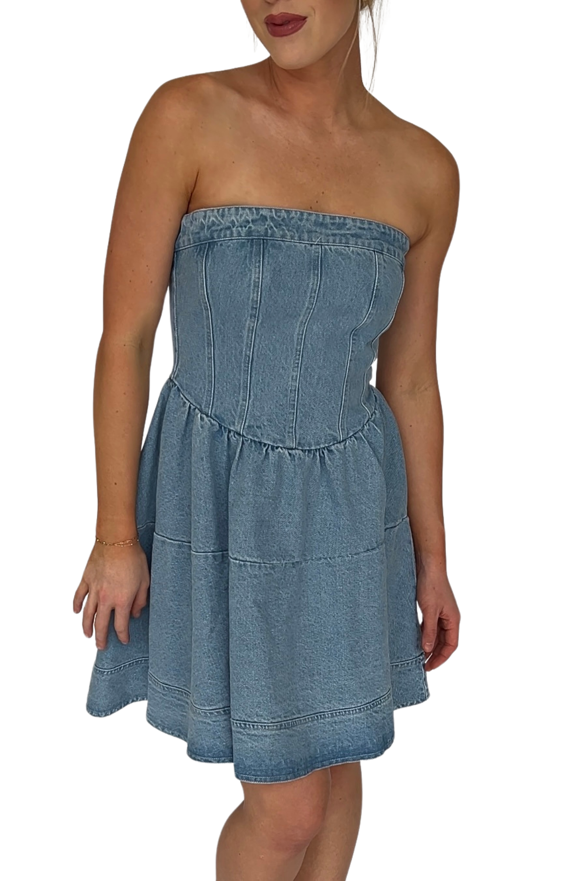 Morgan Fit and Flounce Denim Mini Dress