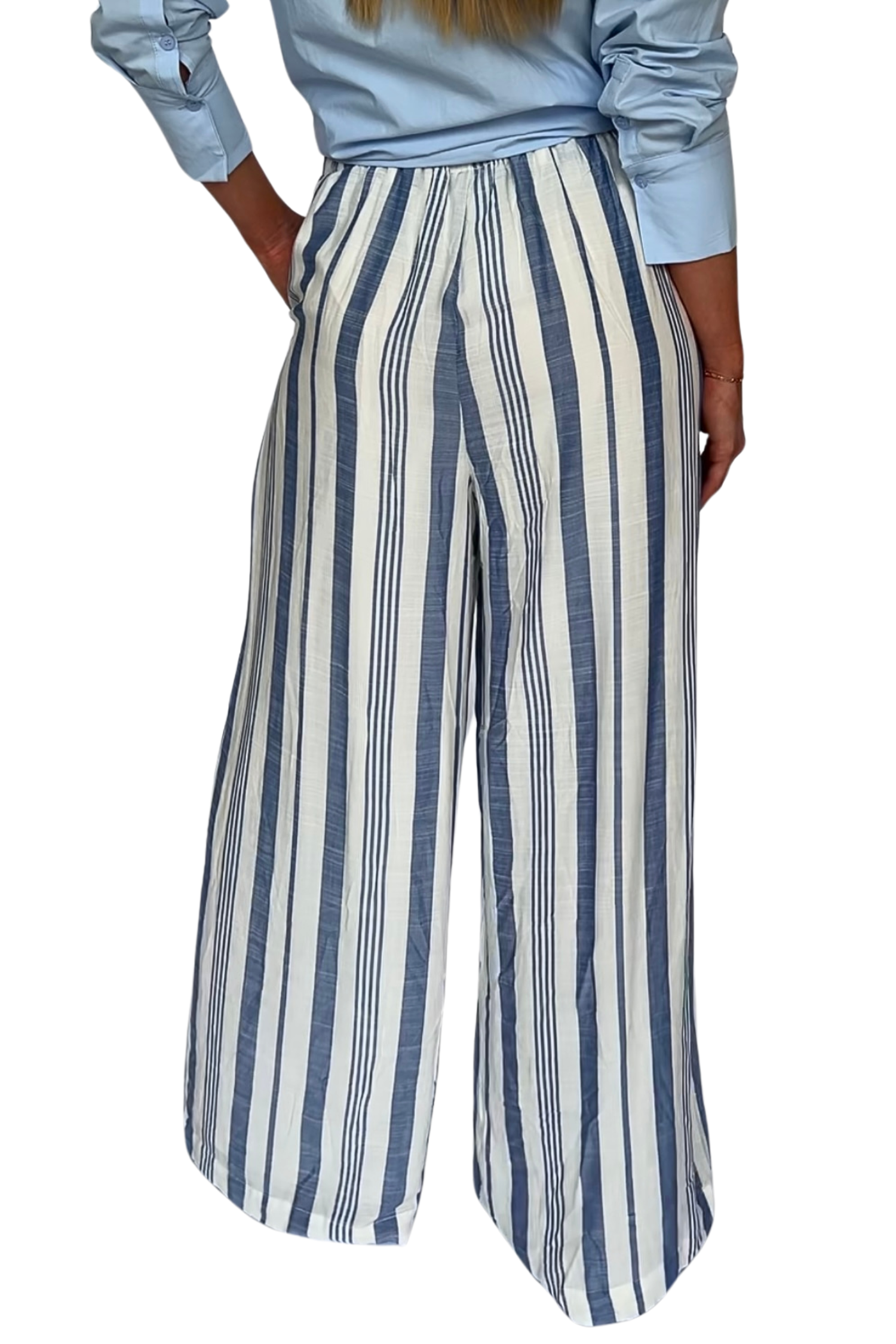 Lana Blue Stripe Straight Leg Pants