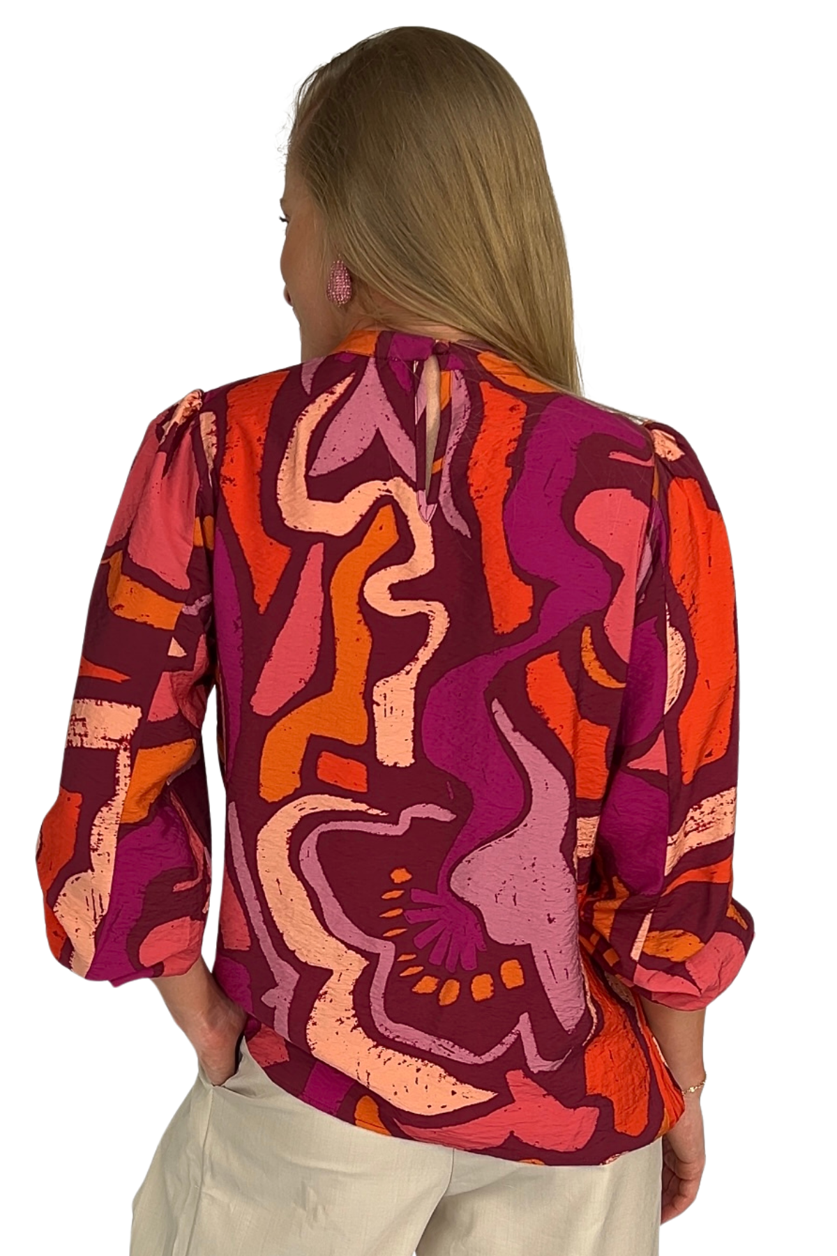 Georgia Printed Mock Neck Blouse