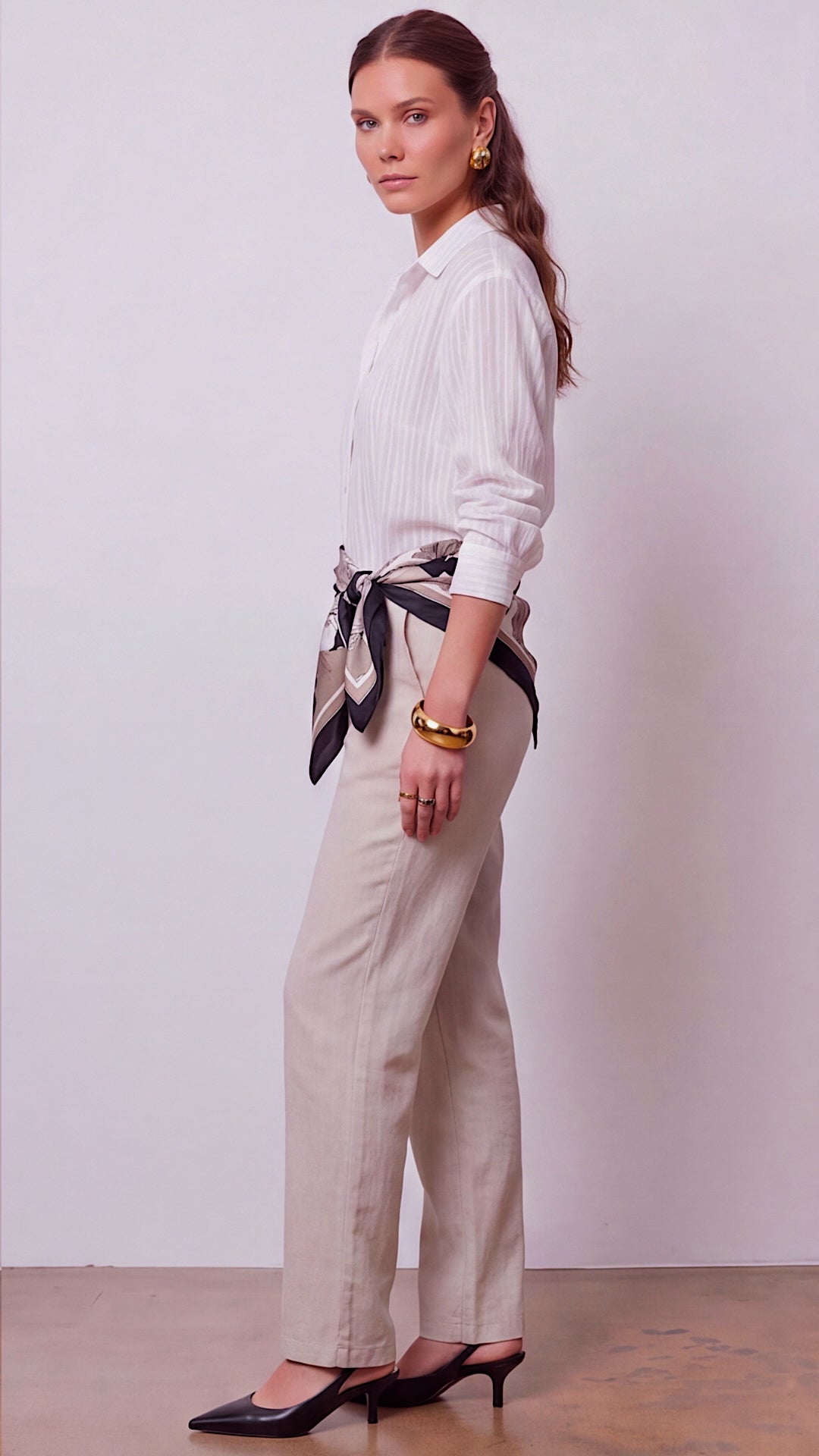Vivienne Textured Woven Button Down Blouse
