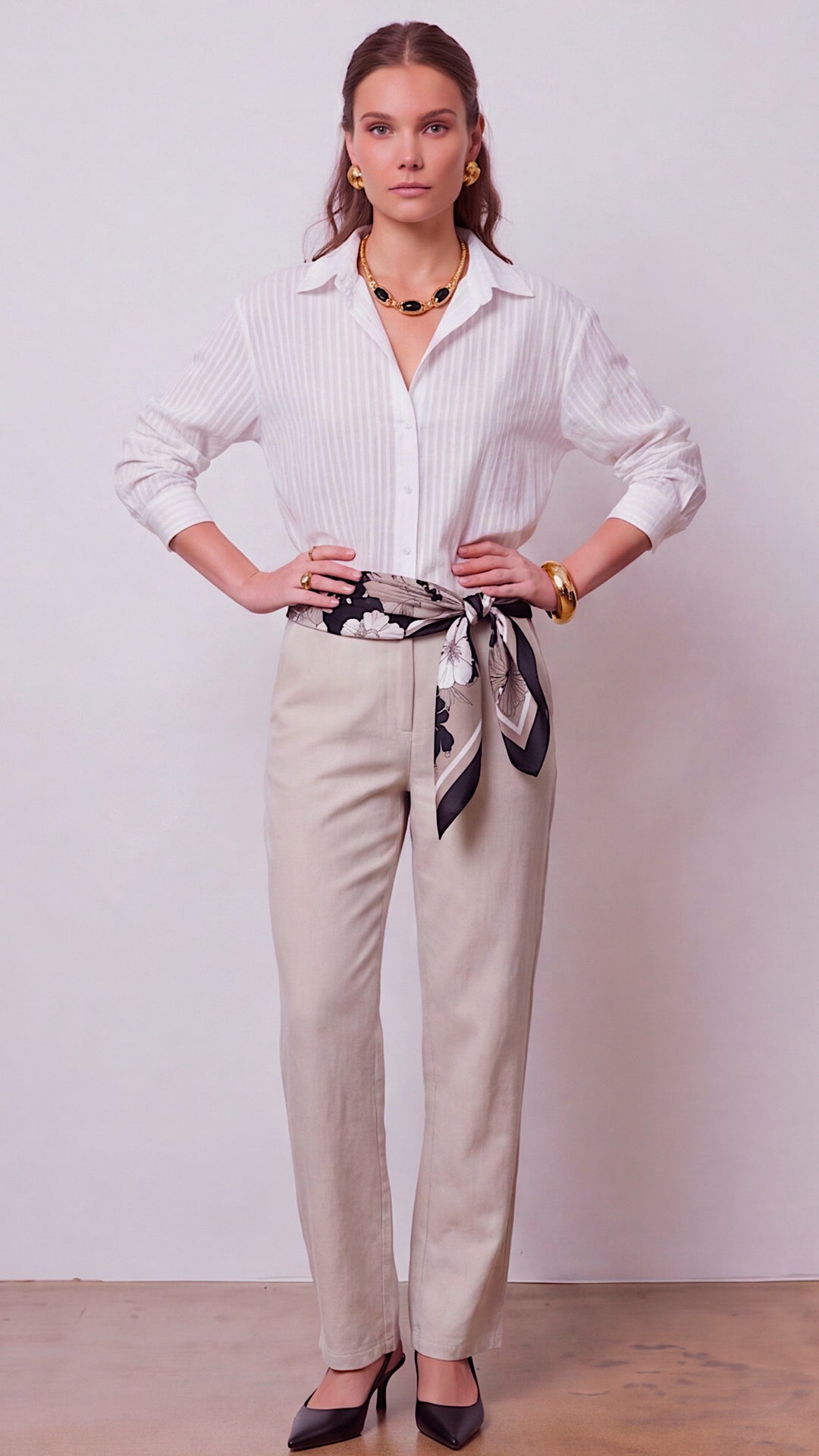Vivienne Textured Woven Button Down Blouse