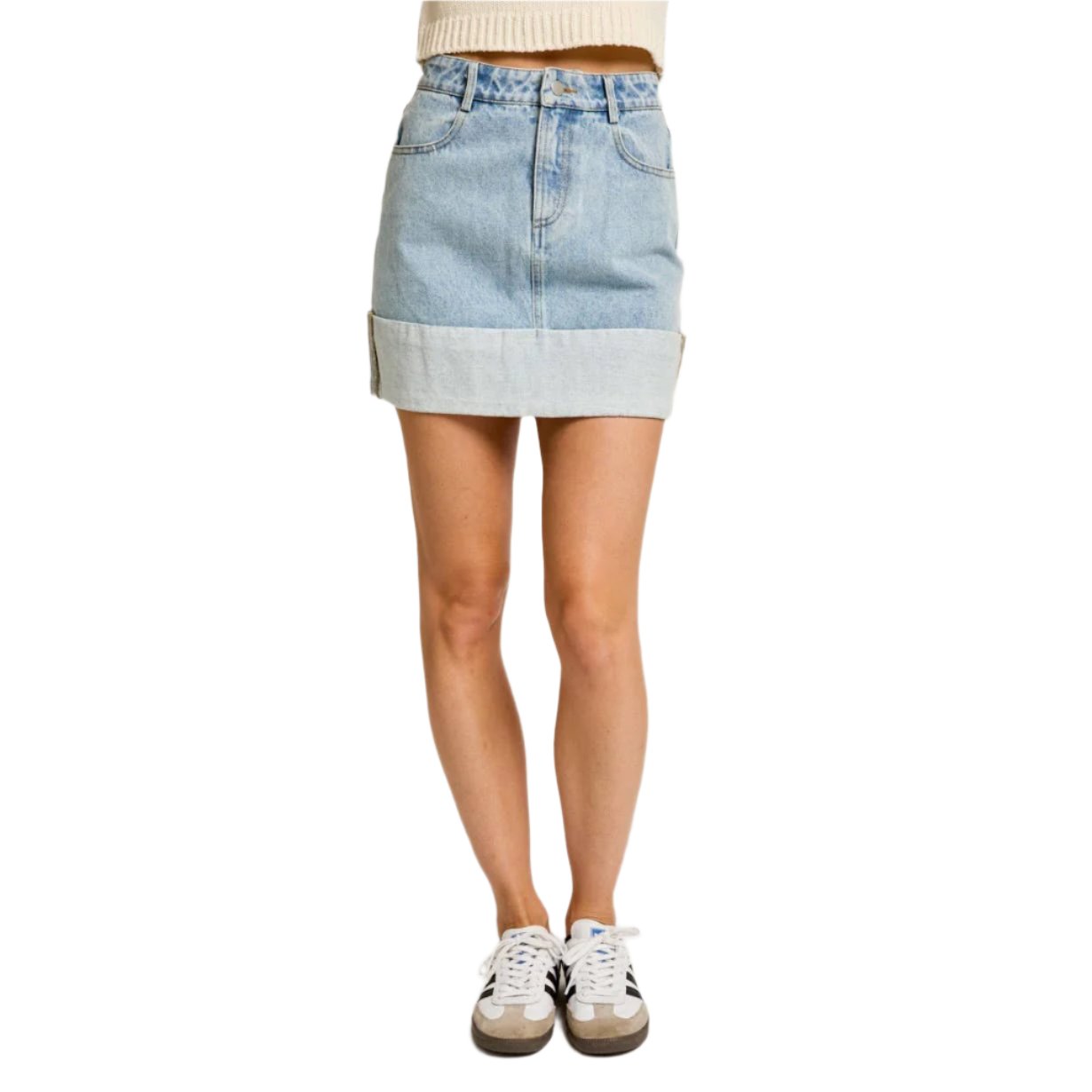 Layne Cuffed Denim Mini Skirt