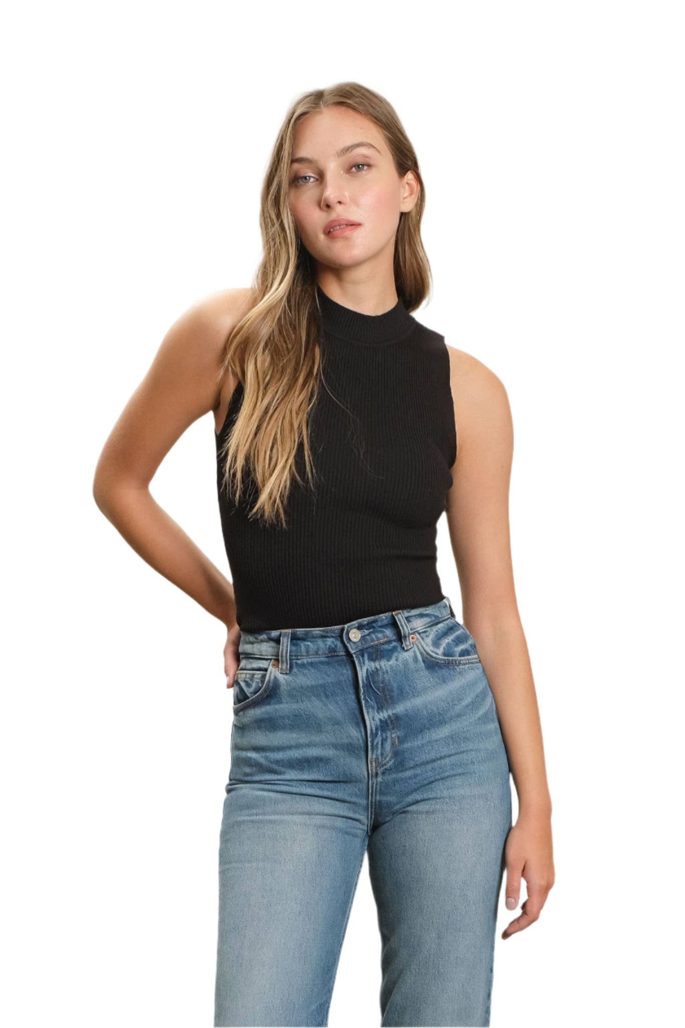 Crystal Mock Neck Knit Top