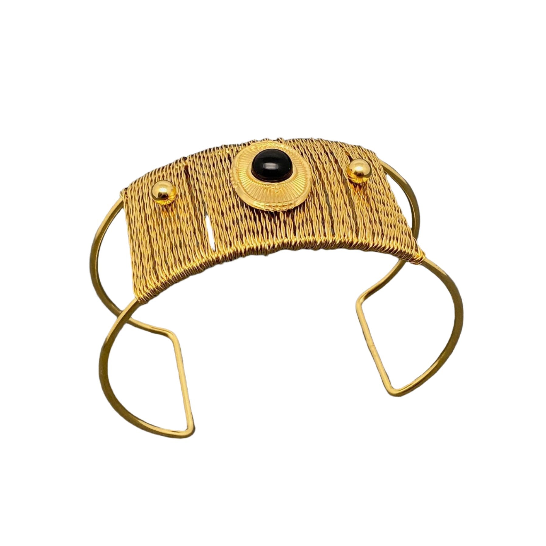 Inlaid Agate Sun Wide Cuff