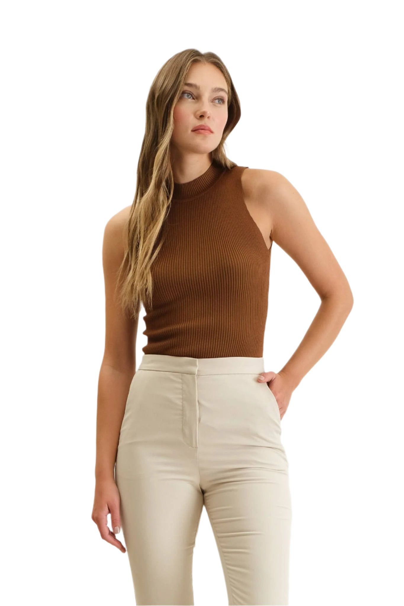 Crystal Mock Neck Knit Top