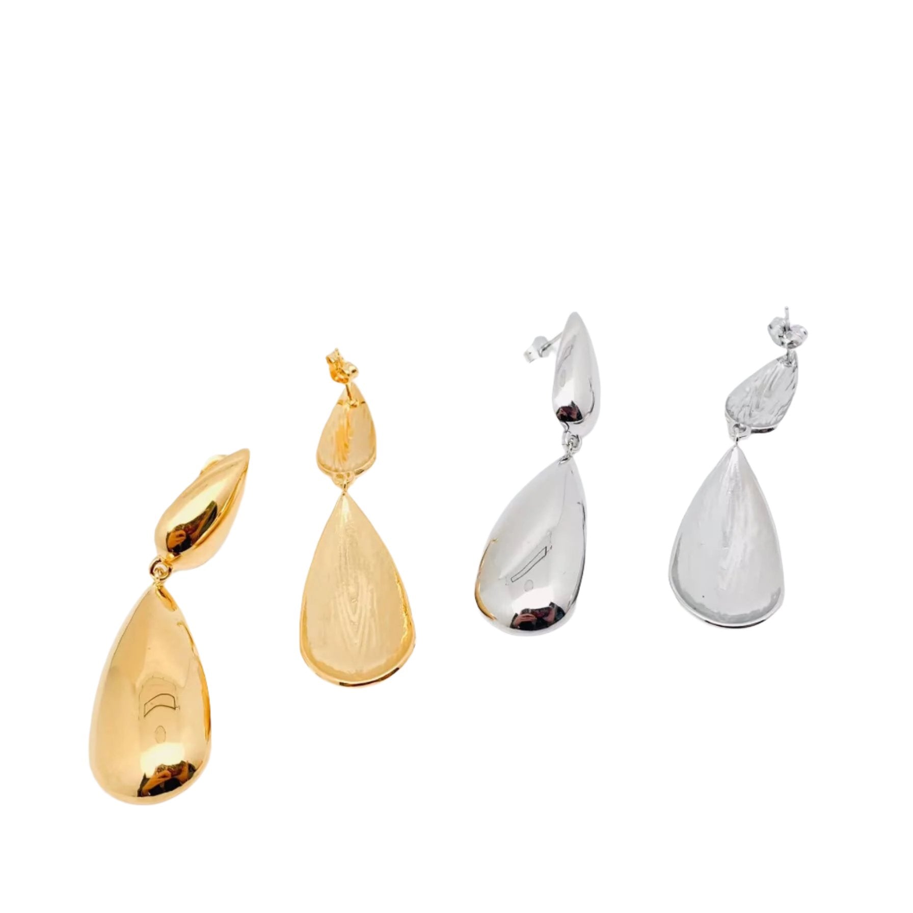 Smooth Double Droplet Shaped Earrings