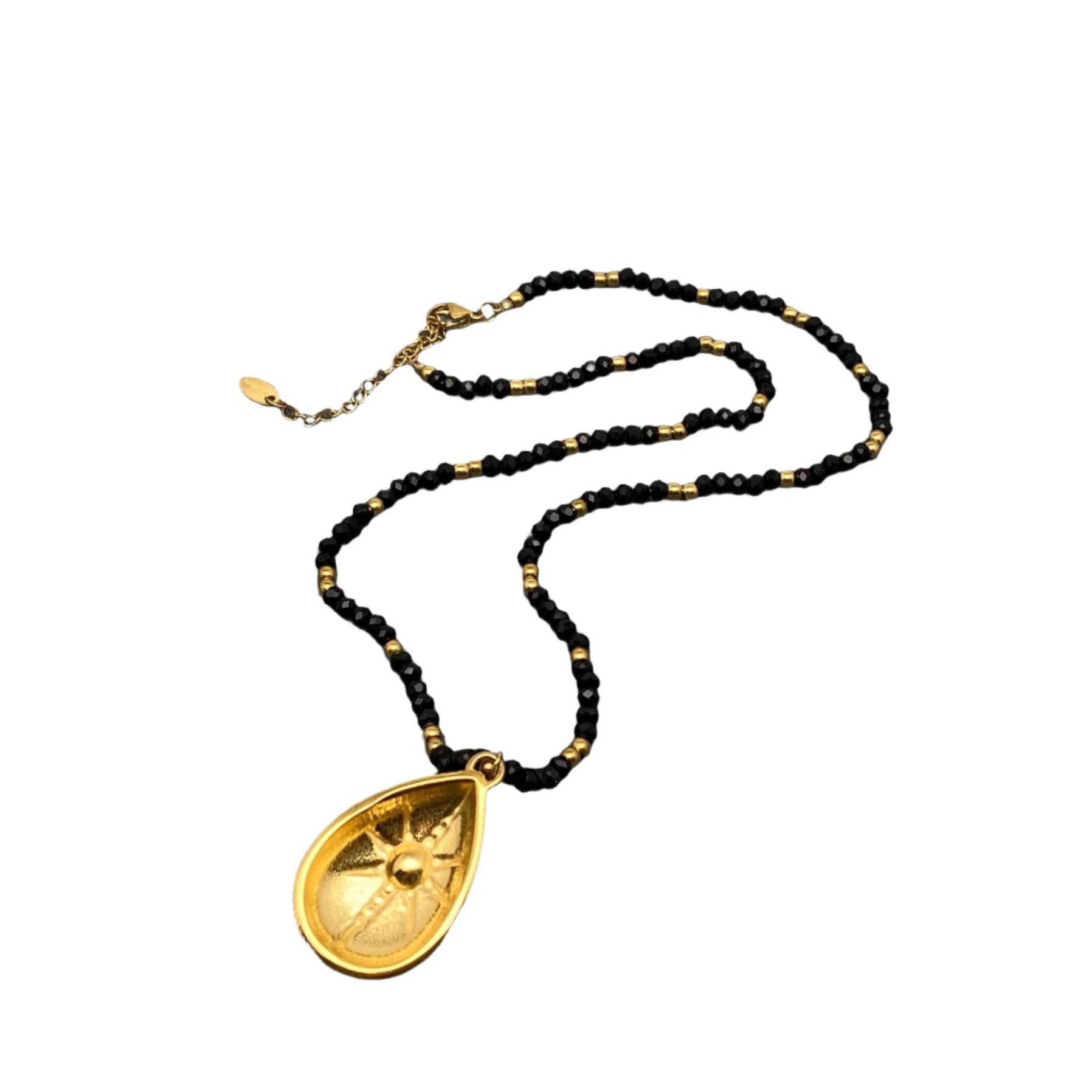 Golden Star Drop Charm Faceted Beads Necklace