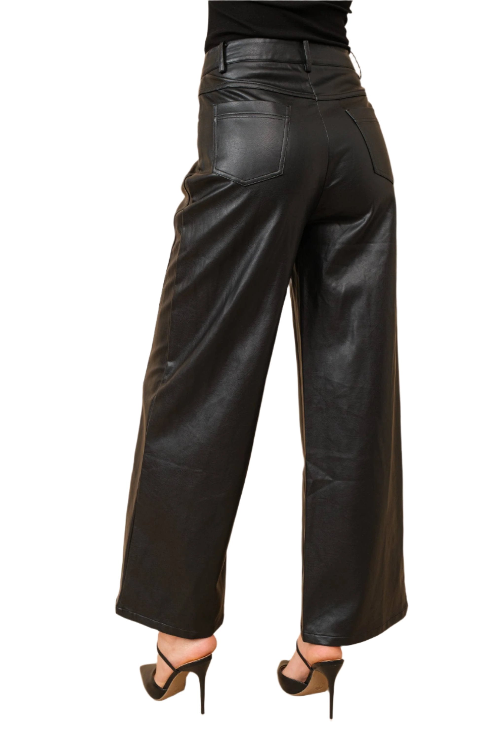 Electra Patent Natural Wide Leg Leather Pants