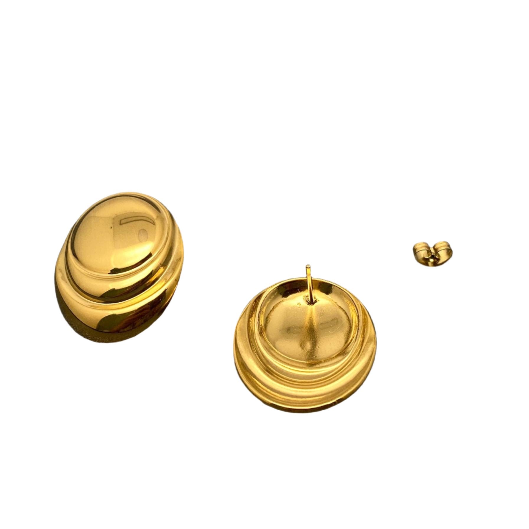 Oval Concave Post Earrings