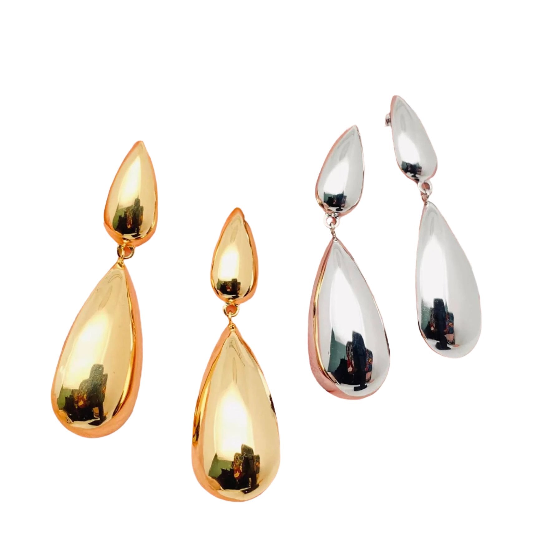 Smooth Double Droplet Shaped Earrings