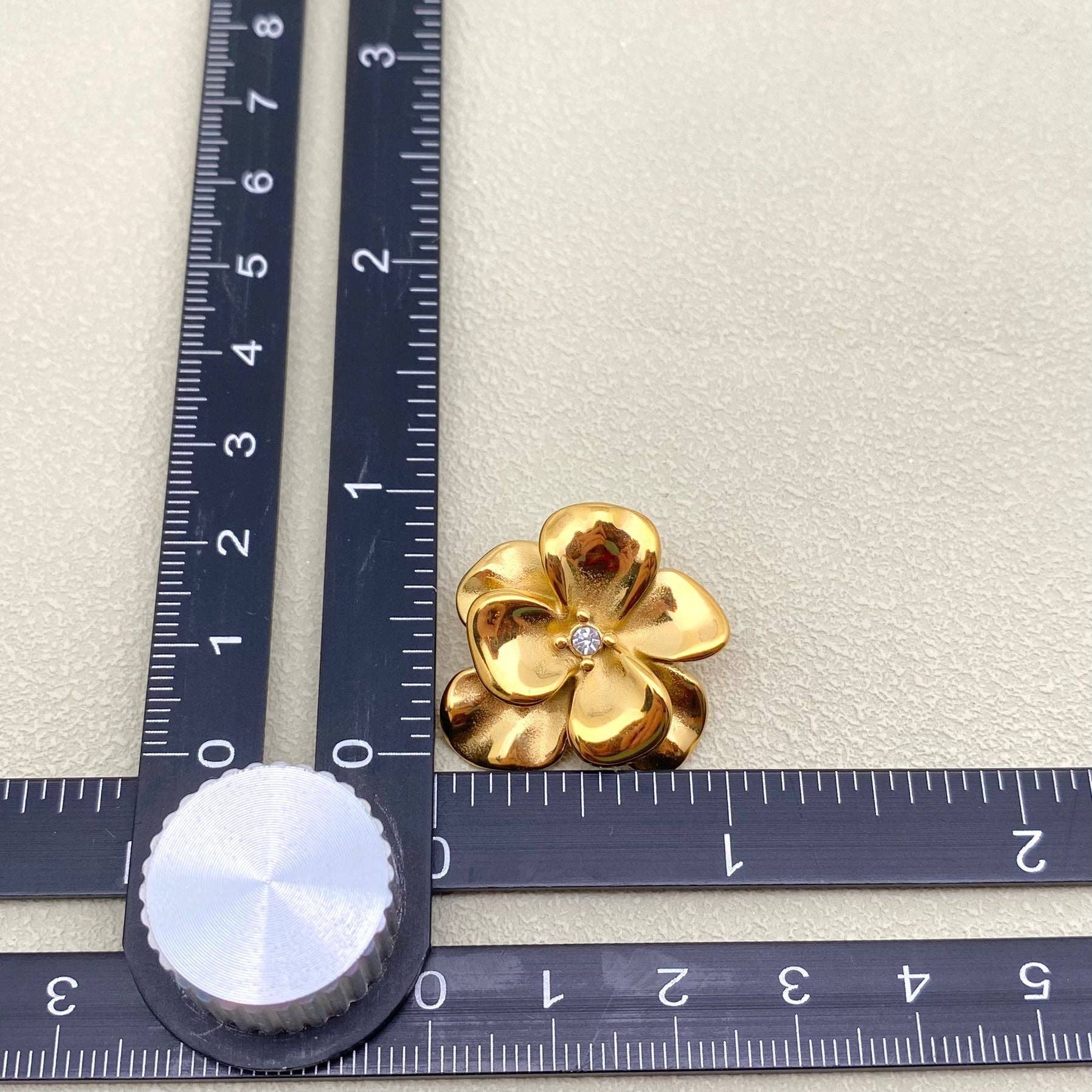 Inlaid CZ Gold Plated Flower Earrings