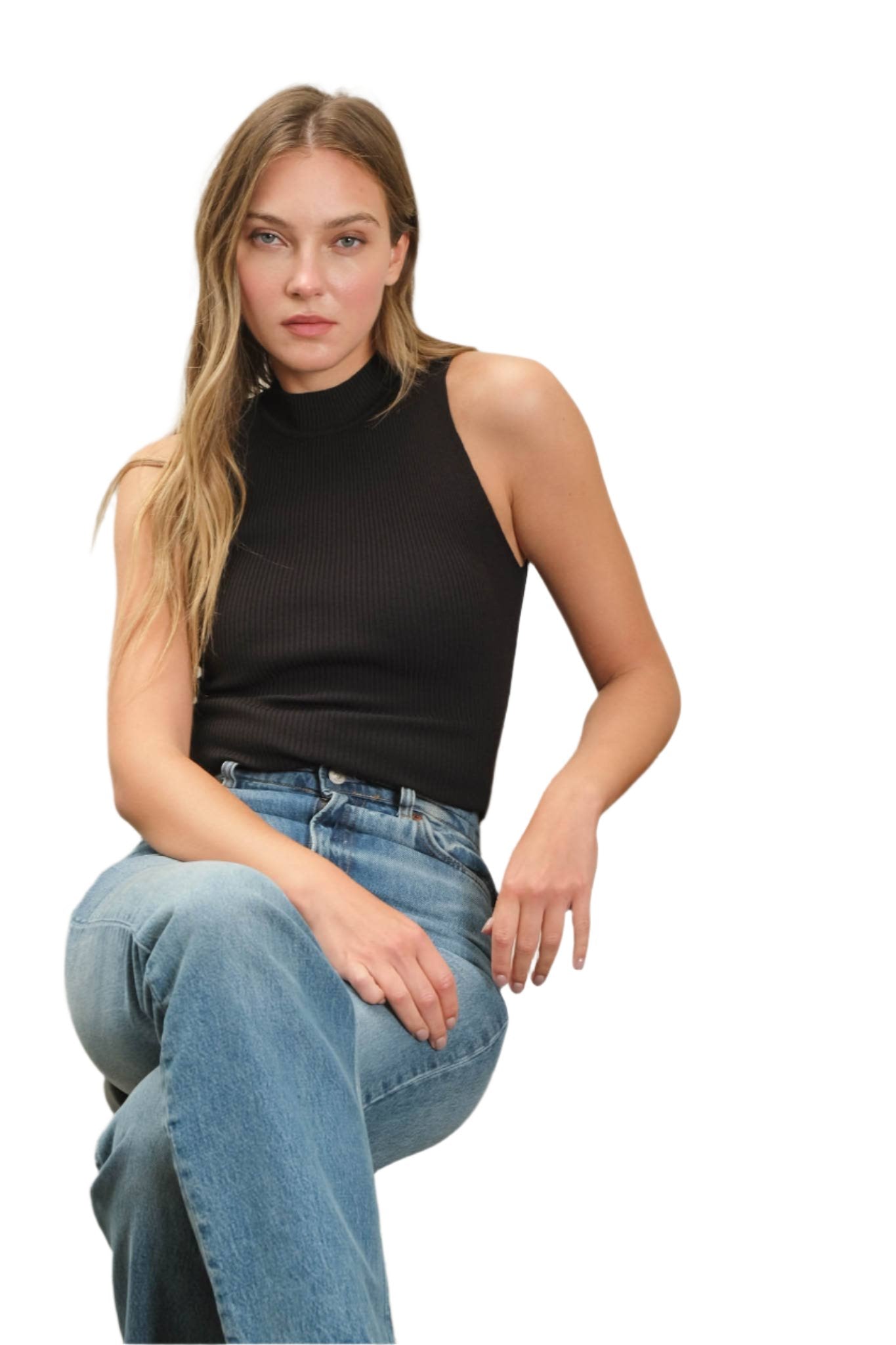 Crystal Mock Neck Knit Top